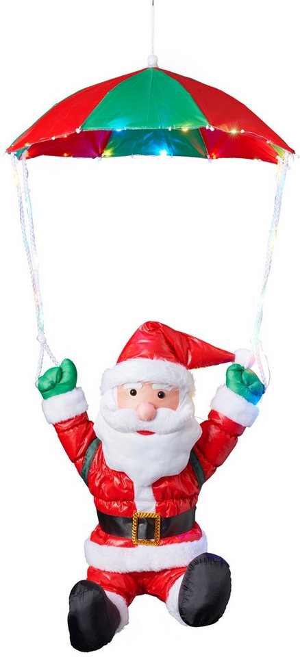 BONETTI LED Dekofigur Weihnachtsmann mit Fallschirm, Timerfunktion, LED  fest integriert, Weihnachtsdeko aussen