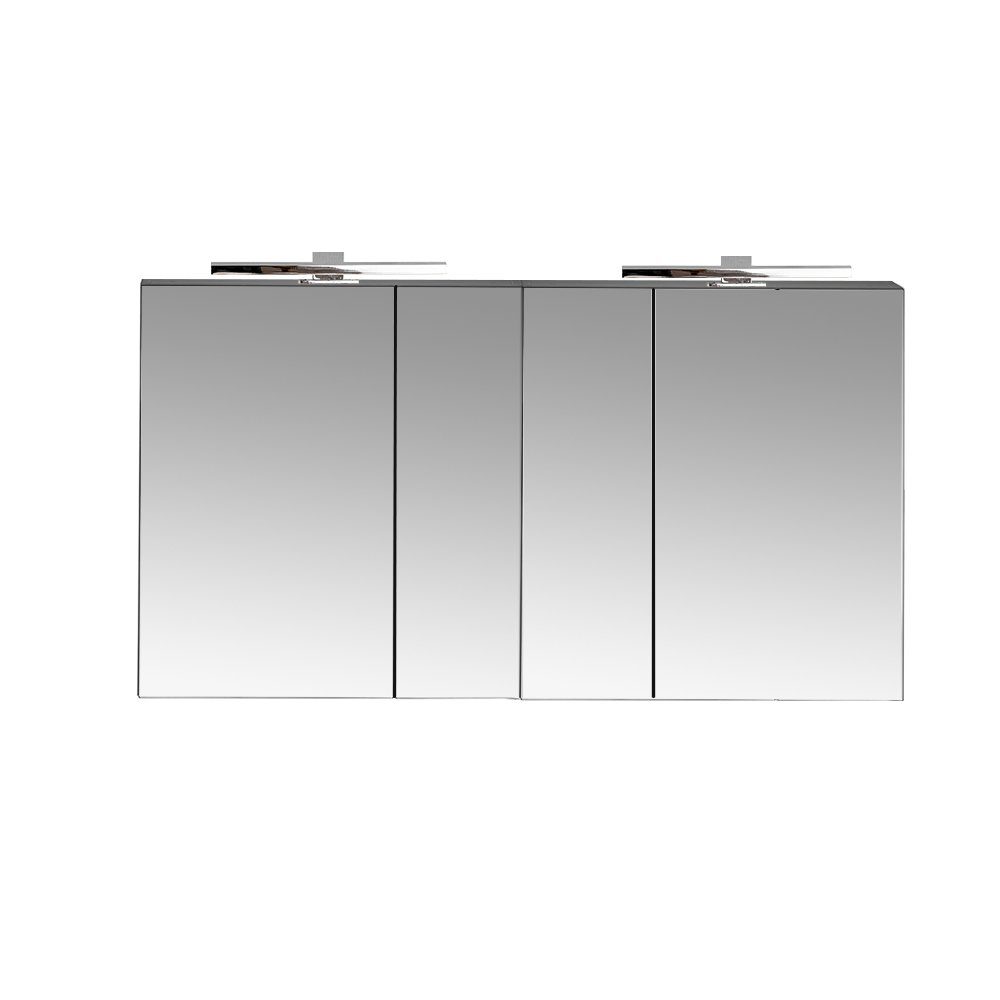 Lomadox Spiegelschrank PUEBLA-56-BLACK 120cm, matt schwarz LED-Beleuchtung