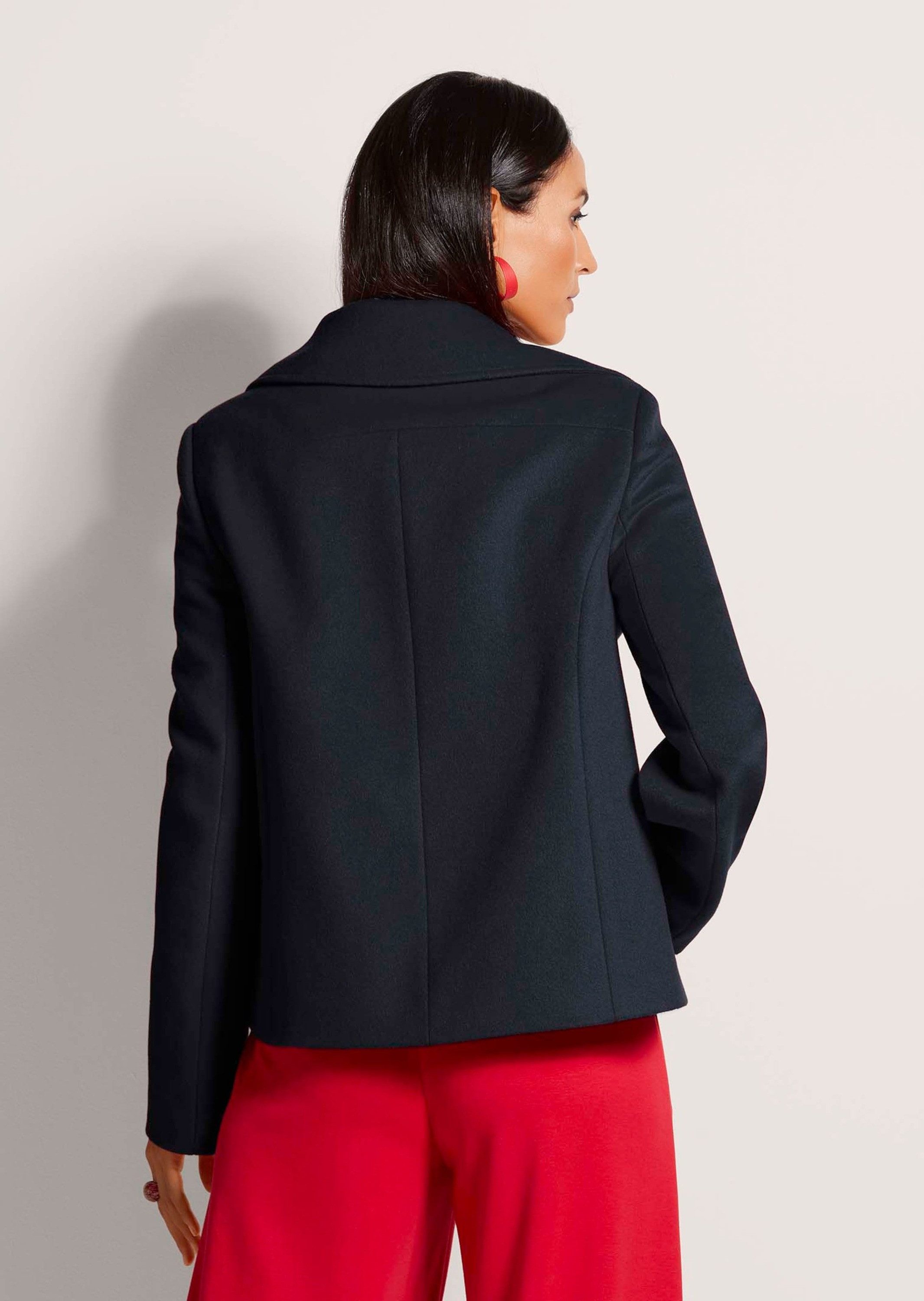MADELEINE Outdoorjacke Elegante Caban-Jacke mit Taschen Wolljacke Zweireihig mit Reverskragen und Taschen
