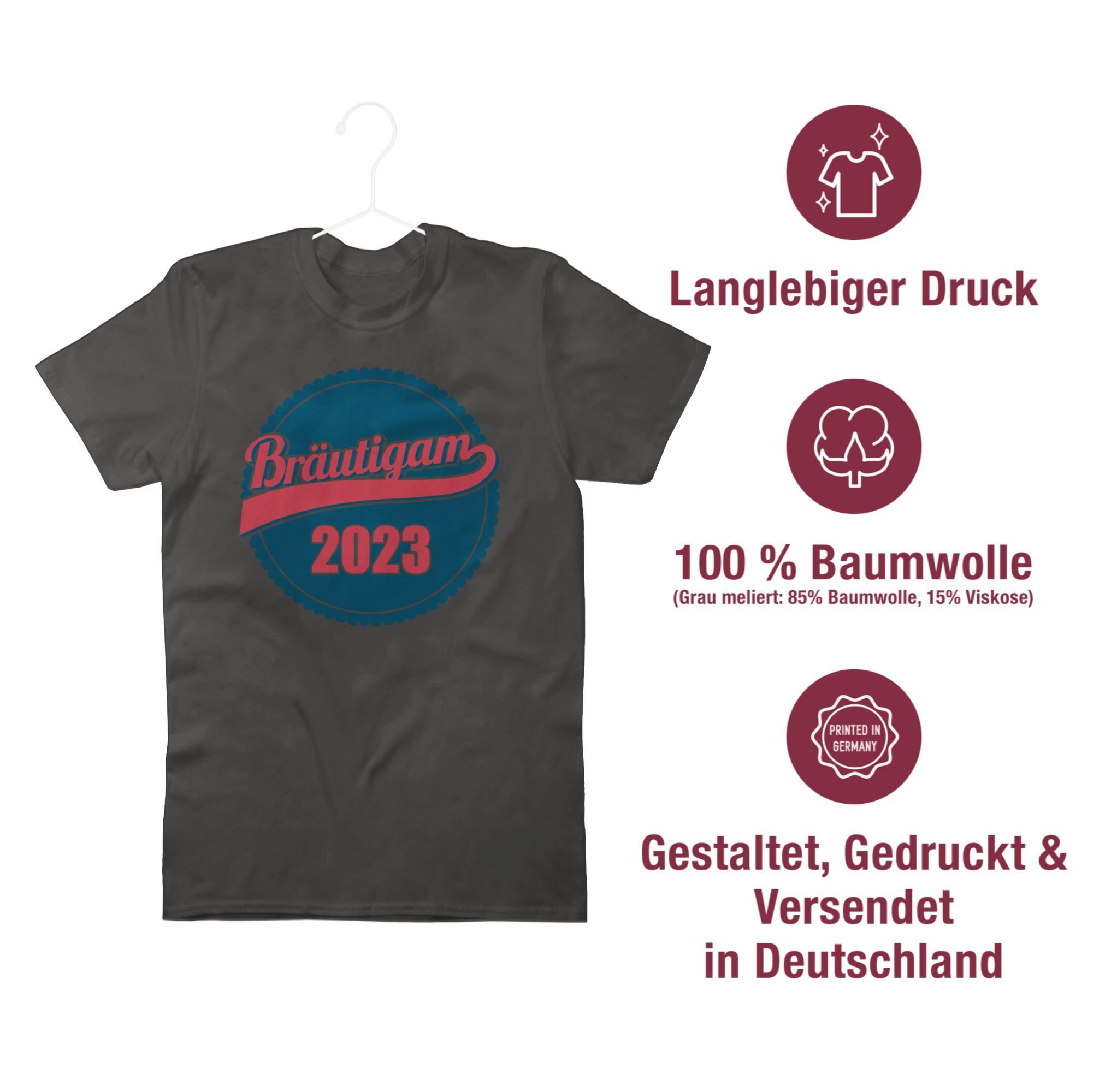 Dunkelgrau Shirtracer Bräutigam 3 Männer 2023 T-Shirt JGA
