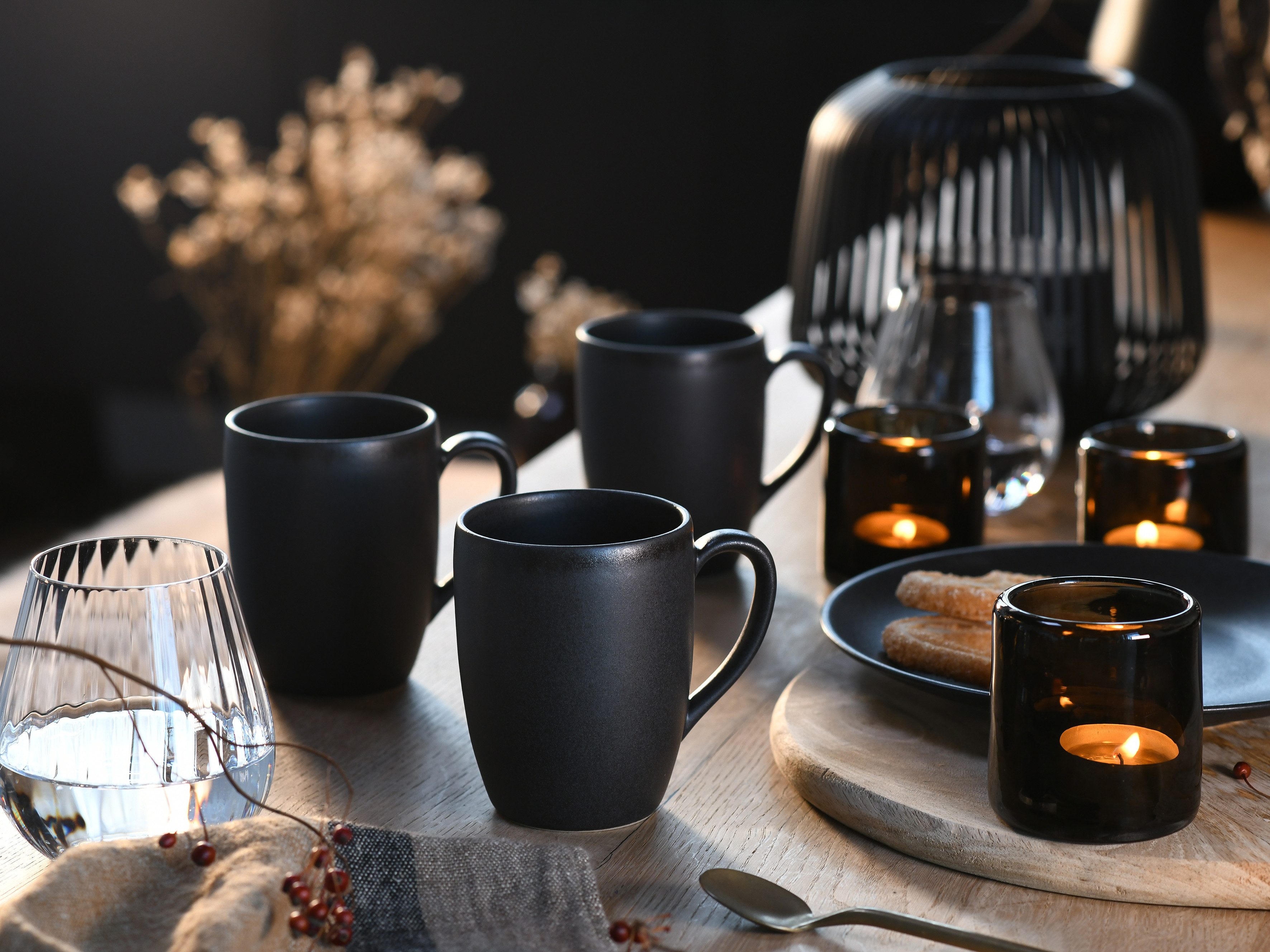 CreaTable Becher Soft Touch Black, 6-tlg., Steinzeug, 300 ml, 6-teilig