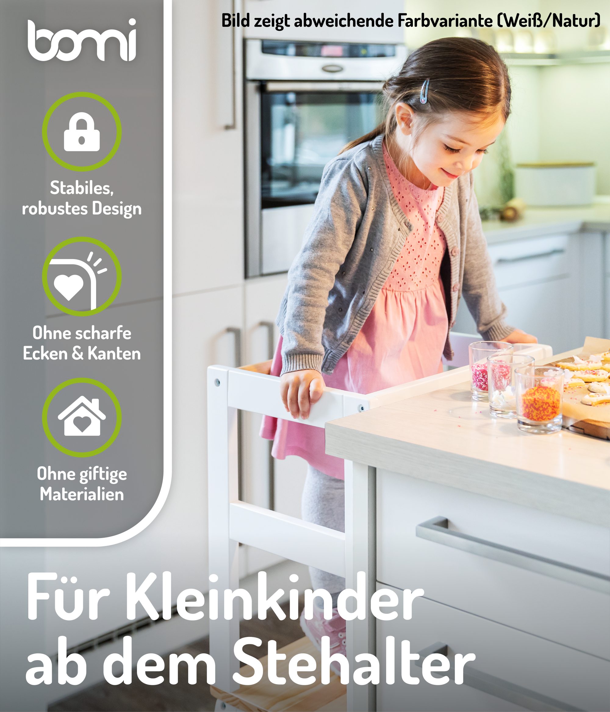 BOMI Stehhilfe Montessori Lernturm Swubi (sicherer Tritthocker, Lernturm für Kinder, 1 St), Lern Tower für die Küche