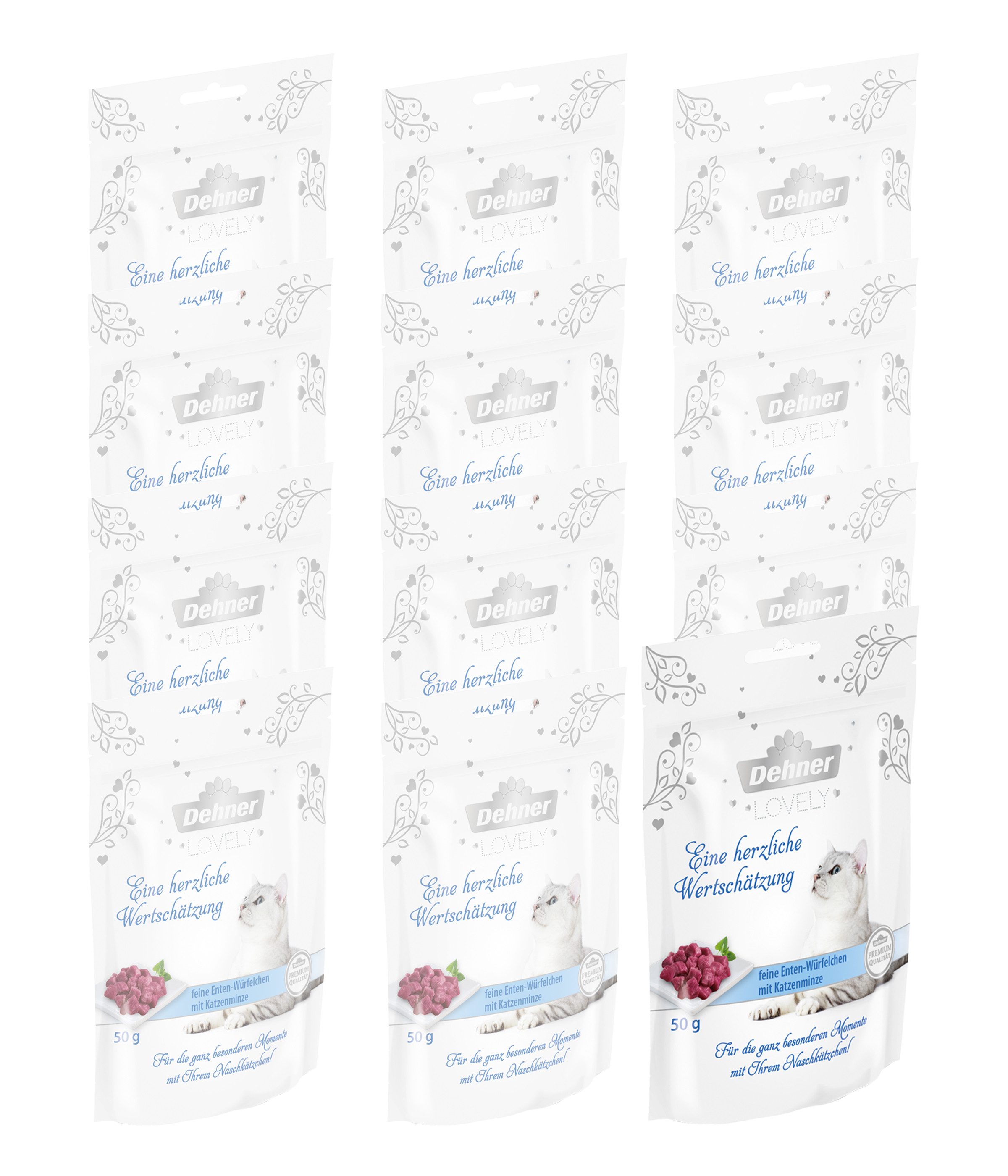 Dehner Adult, Ente und Katzenminze, 12 x 50 g (600 g) Ente, Katzenminze, Snack für: Katze