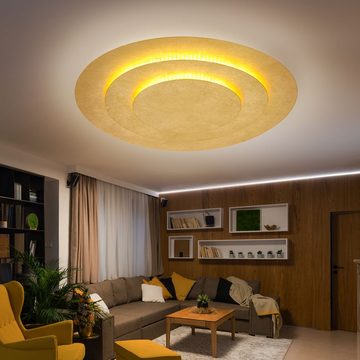 Globo LED Deckenleuchte, LED-Leuchtmittel fest verbaut, Warmweiß, LED Deckenleuchte Wohnzimmerlampe Metall gold warmweiß D 49 cm