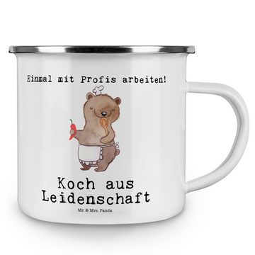 Mr. & Mrs. Panda Becher Koch Leidenschaft - Weiß - Geschenk, selbst gekocht, Schiffskoch, Ede, Emaille, Ästhetisch & langlebig