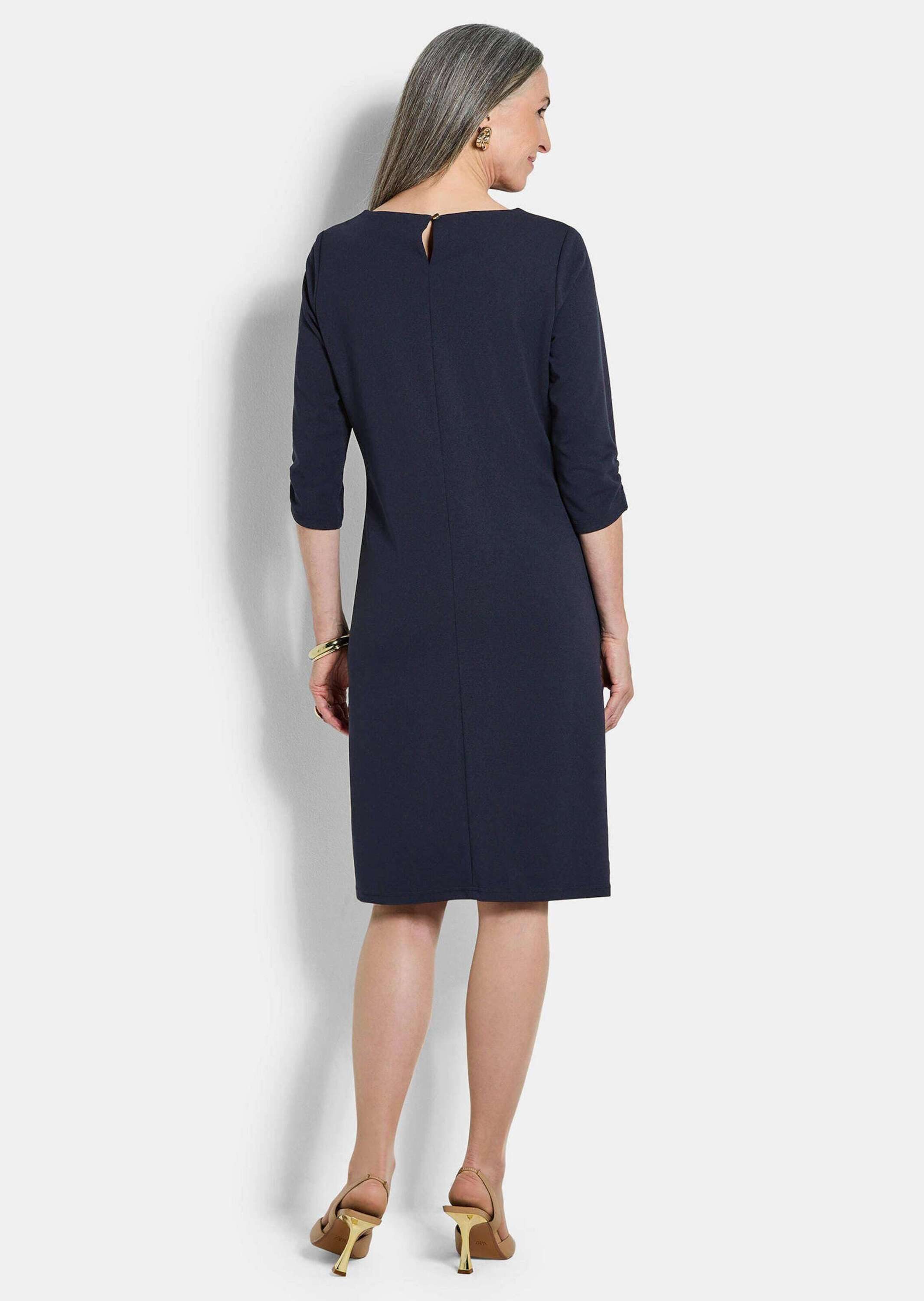 GOLDNER Etuikleid Jerseykleid mit Krepp-Qualität Midikleid mit Rundhals, Knopfverschluss, 3/4-Arm und Knielänge