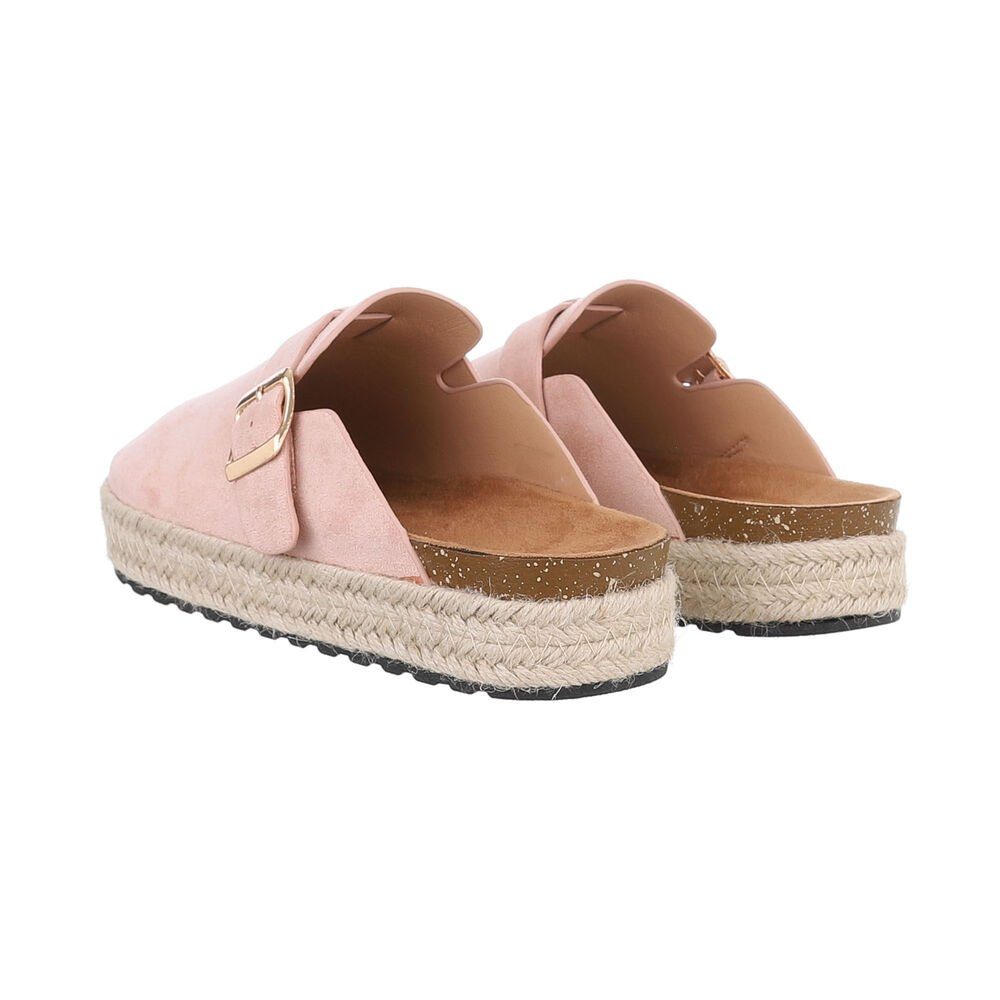 Ital-Design Damen Mules Freizeit Pantolette Flach Pantoletten in Altrosa
