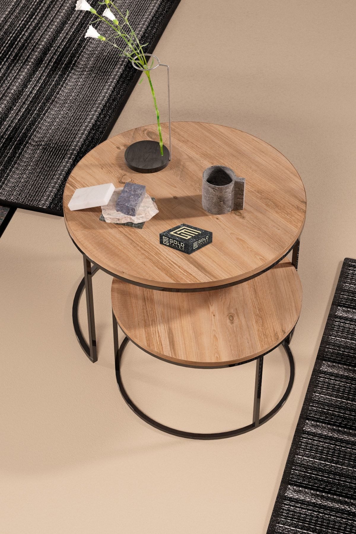 en.casa Couchtisch (2-St), 2er-Set, ineinander schiebbar, runde Tischplatte günstig online kaufen