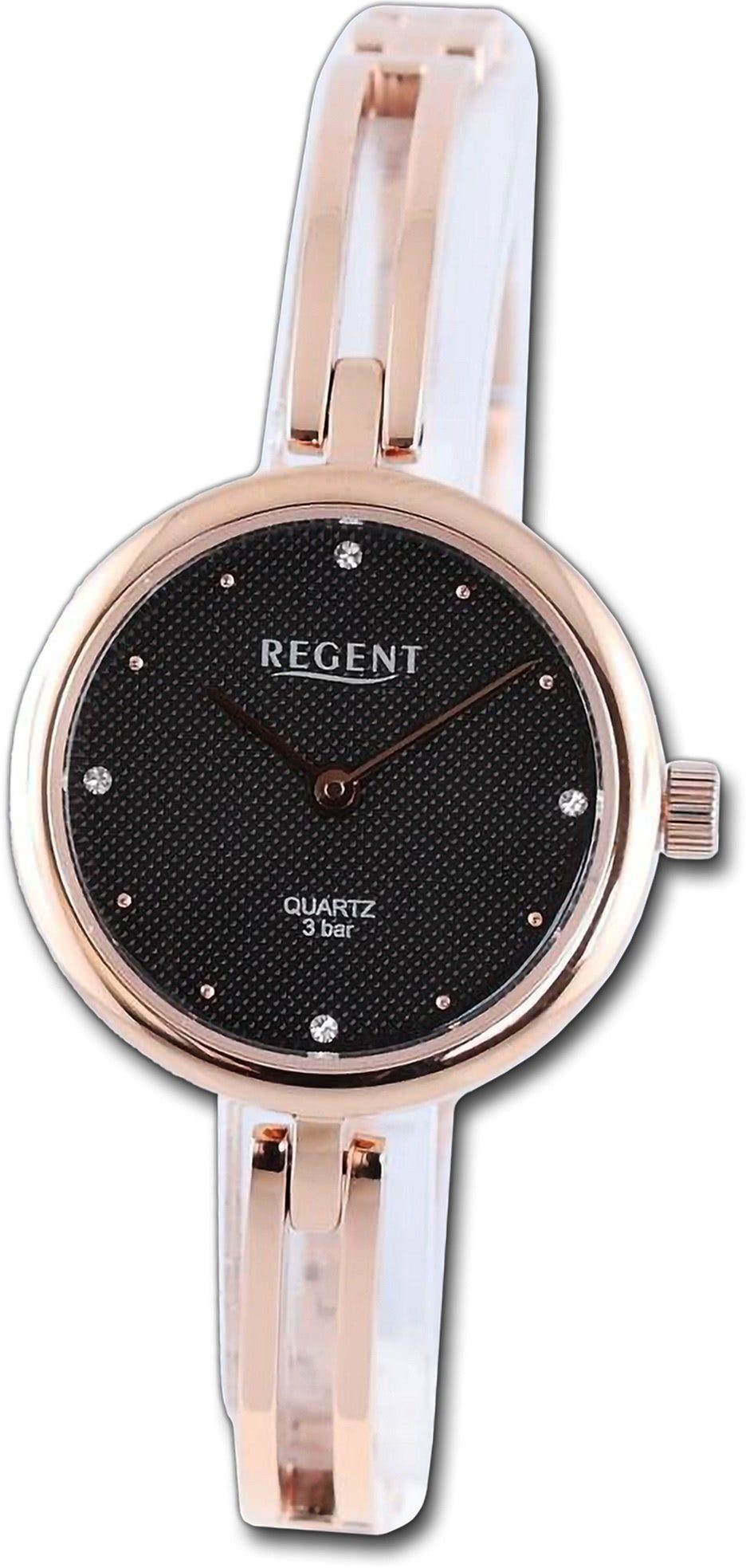 rundes groß Regent Armbanduhr Gehäuse, rosegold, Quarzuhr Metallarmband 26mm) (ca. Damenuhr Regent extra Analog, Damen