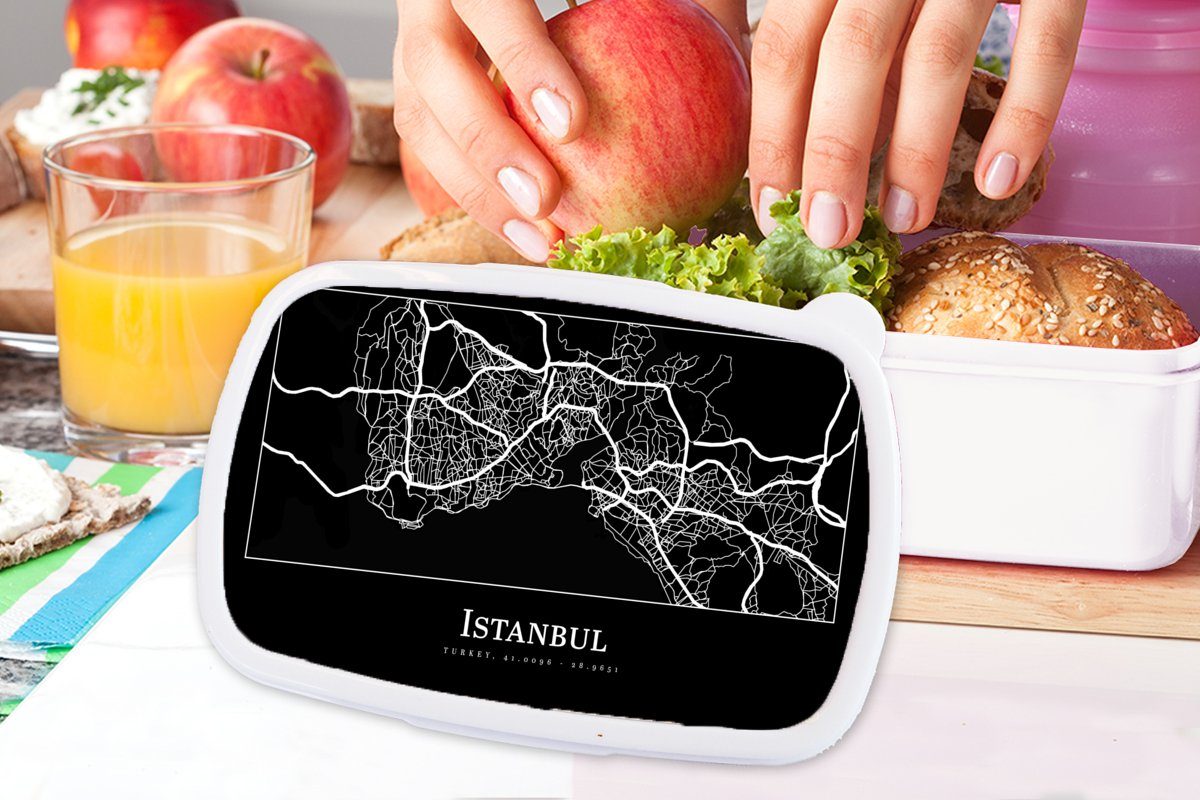 MuchoWow Lunchbox Stadtplan - Istanbul für Kunststoff, und Brotdose, für Jungs Mädchen Kinder Karte, weiß Brotbox (2-tlg), - und Erwachsene