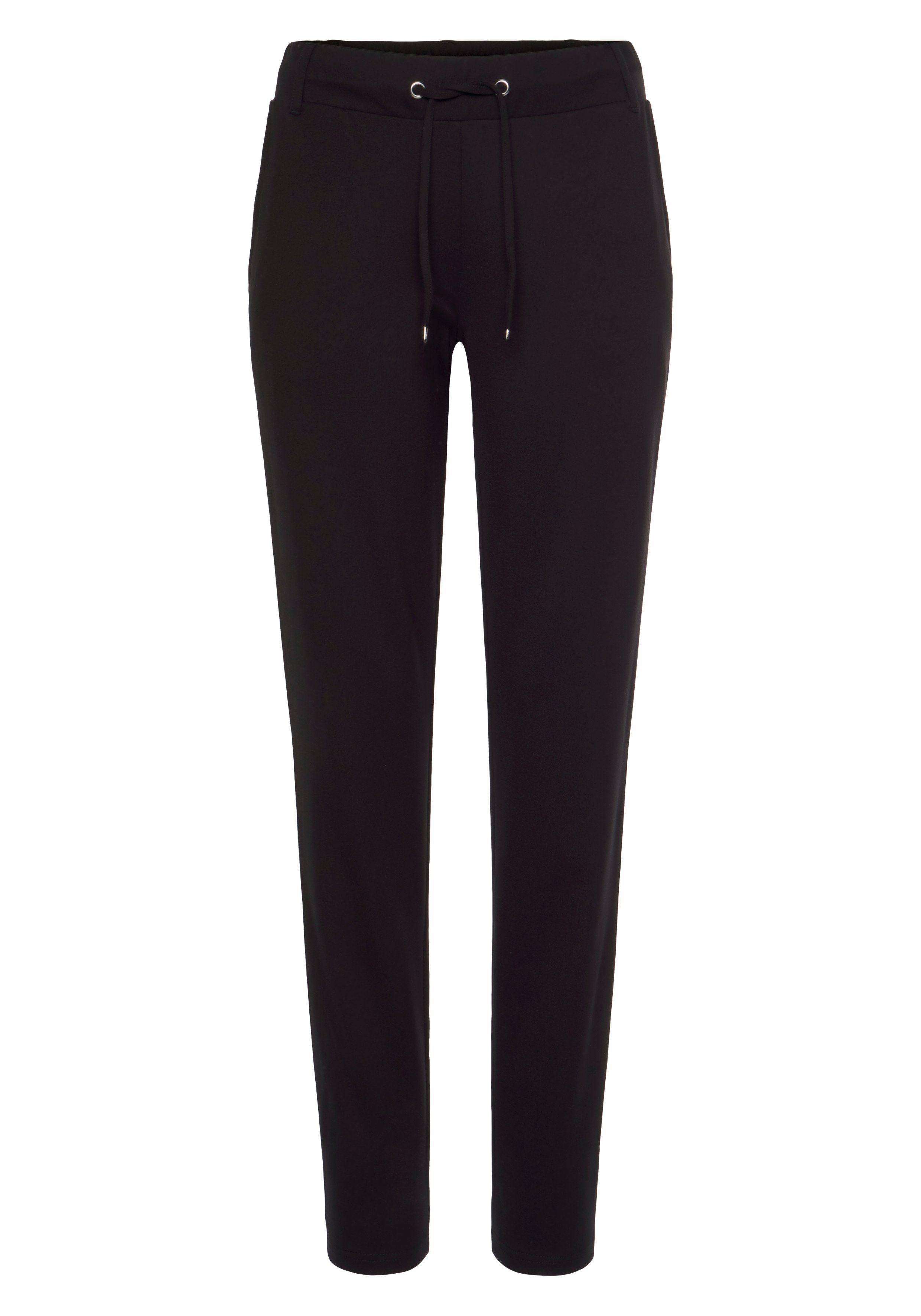 Jogger schwarz Loungeanzug mit LASCANA sportlichen Pants Seitenstreifen,