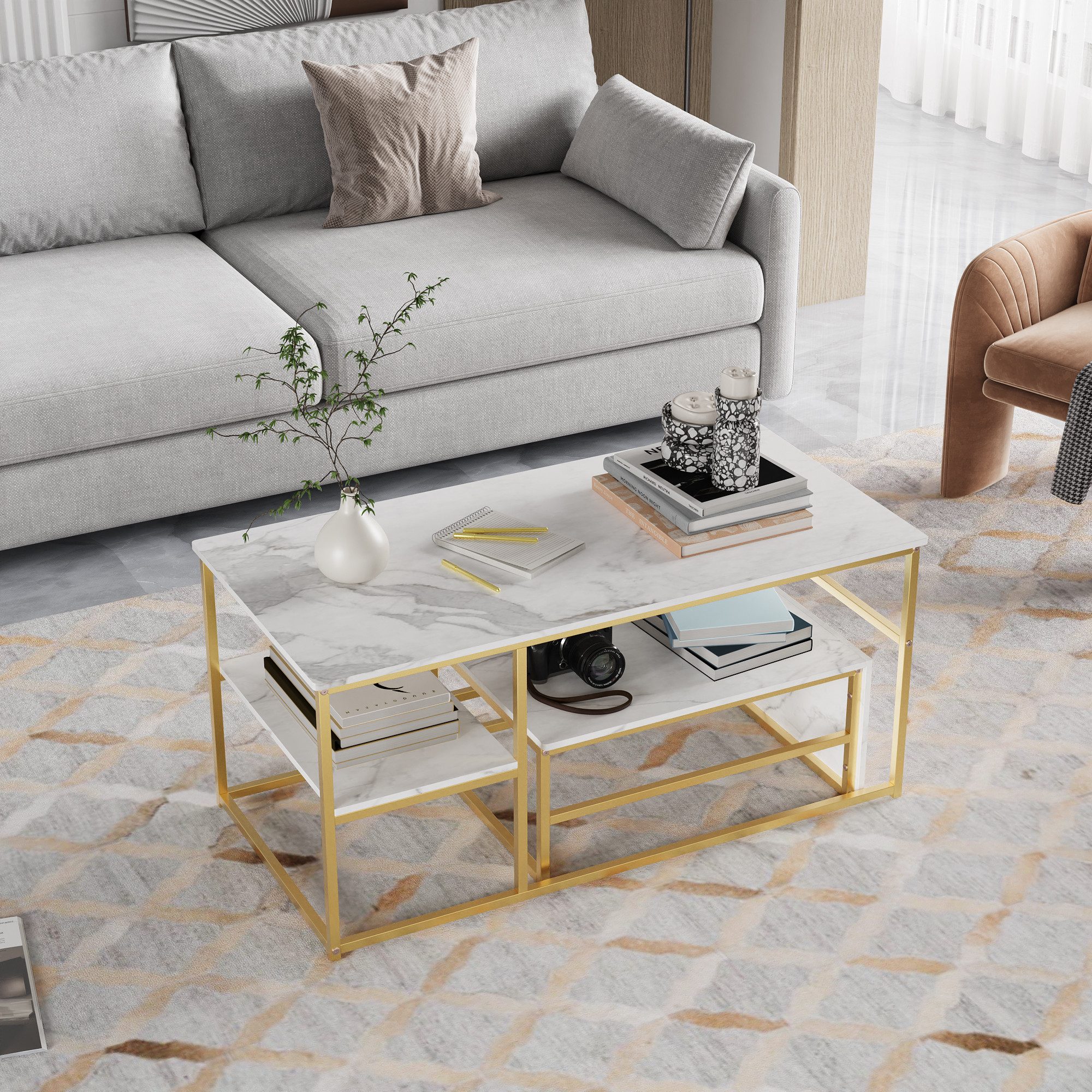 Furnishings Home Couchtisch Rechteck Satztisch Beistelltisch günstig online kaufen