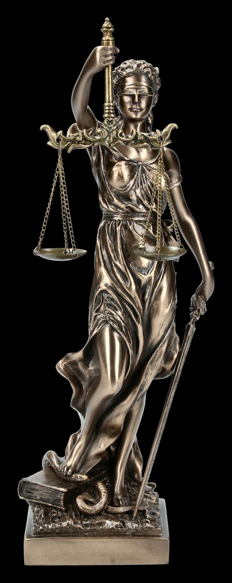 Bronze Figur Skulptur Statue Justitia Richterin Recht Anwalt Schwert Waage 