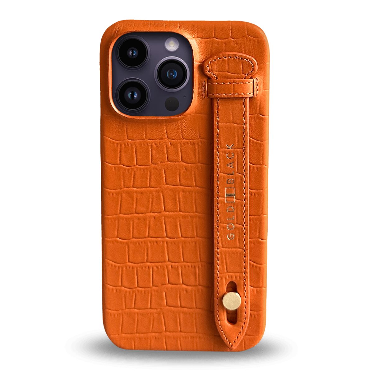 GOLDBLACK Handyhülle GOLDBLACK iPhone 14 Pro Max Slim Lederhülle Kroko-Prägung orange mit