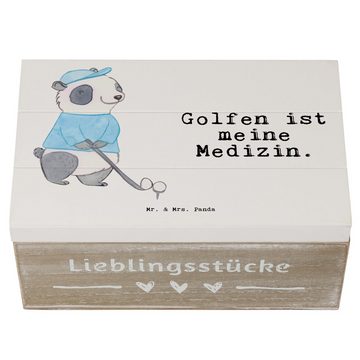 Mr. & Mrs. Panda Dekokiste Panda Golfen Medizin - Weiß - Geschenk, Holzkiste, Erinnerungsbox, Ho (1 St)