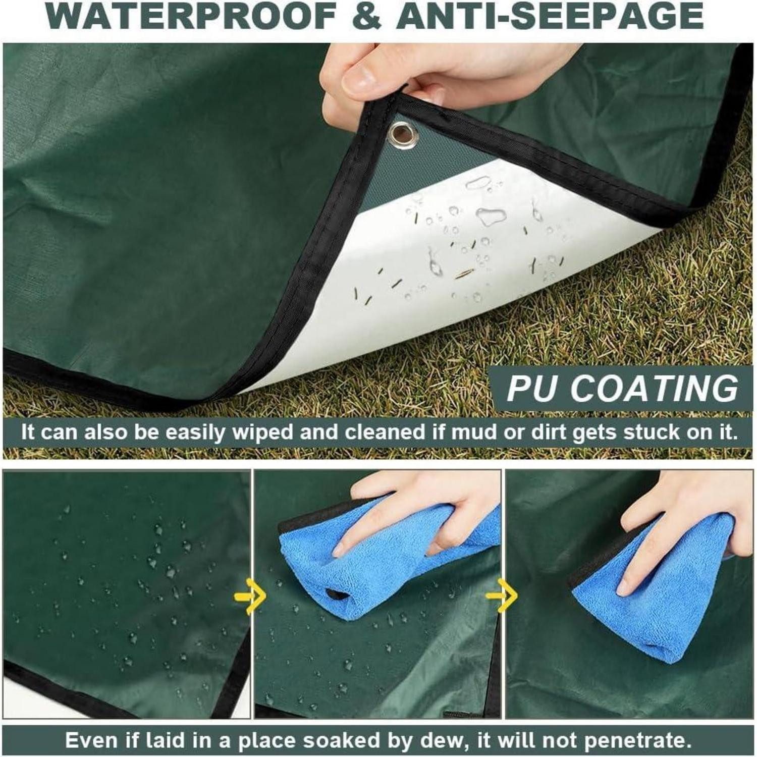 LuxusKollektion Tarp-Zelt Tarp wasserdicht 3x3m ultraleicht Armeegrün(mit Verbindungsseil) 3x3m
