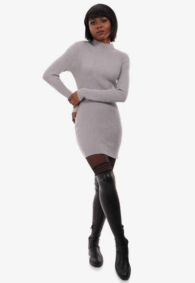 YC Fashion & Style Longpullover Basic Pullover aus Rippstrick (1-tlg) in Unifarbe, mit Stehkragen