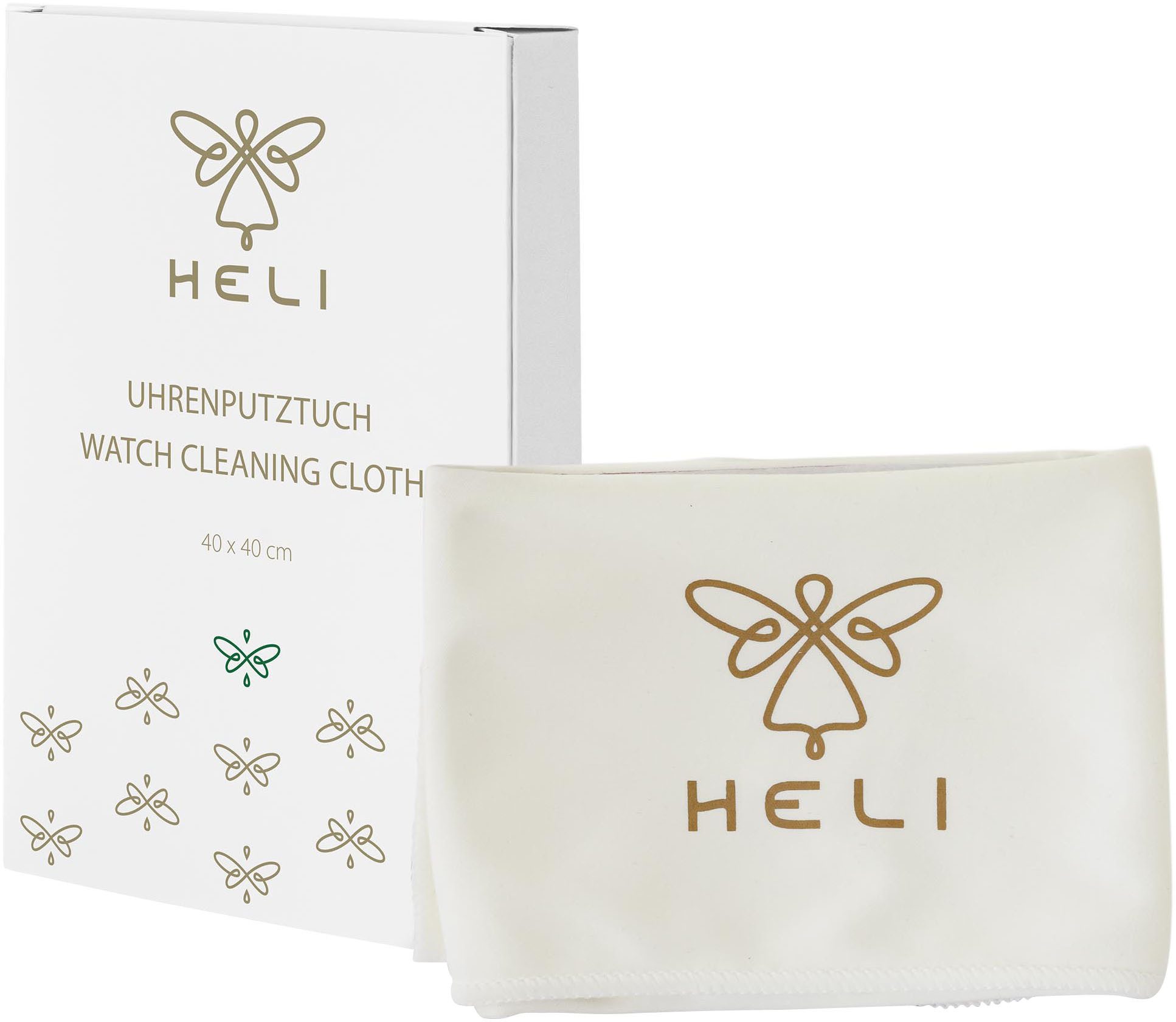 HELI 113041OT Pflegetuch (Mikrofaser, 40x40 cm, Quarzuhr, Armbanduhr, Reinigung, Edelstahlarmband, Putztuch)