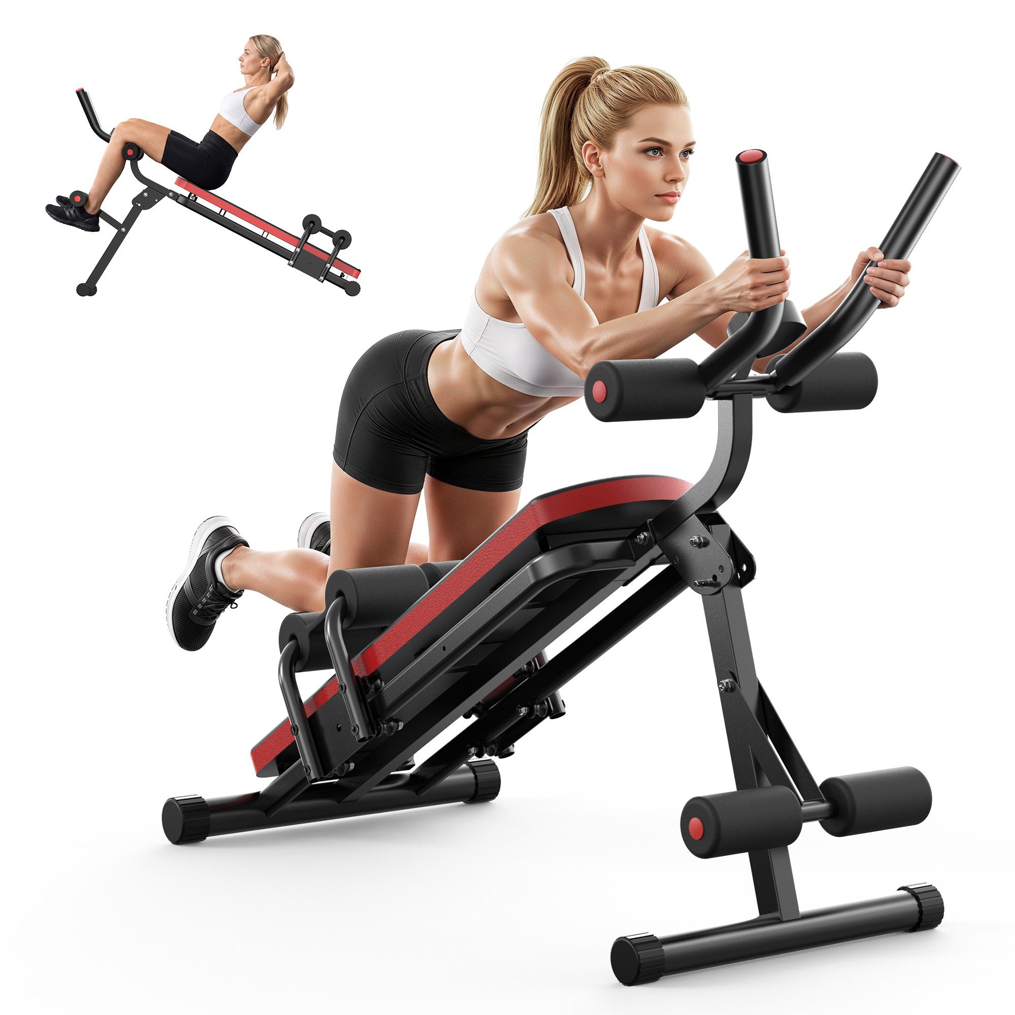 Hamlody Bauchtrainer Faltbare Bauchtrainer – Ergonomisch & Vielseitig für Muskeltraining (Einfache Installation, 80-120 kg Tragfähigkeit), Ergonomisches Design, sicher in der Anwendung, faltbar