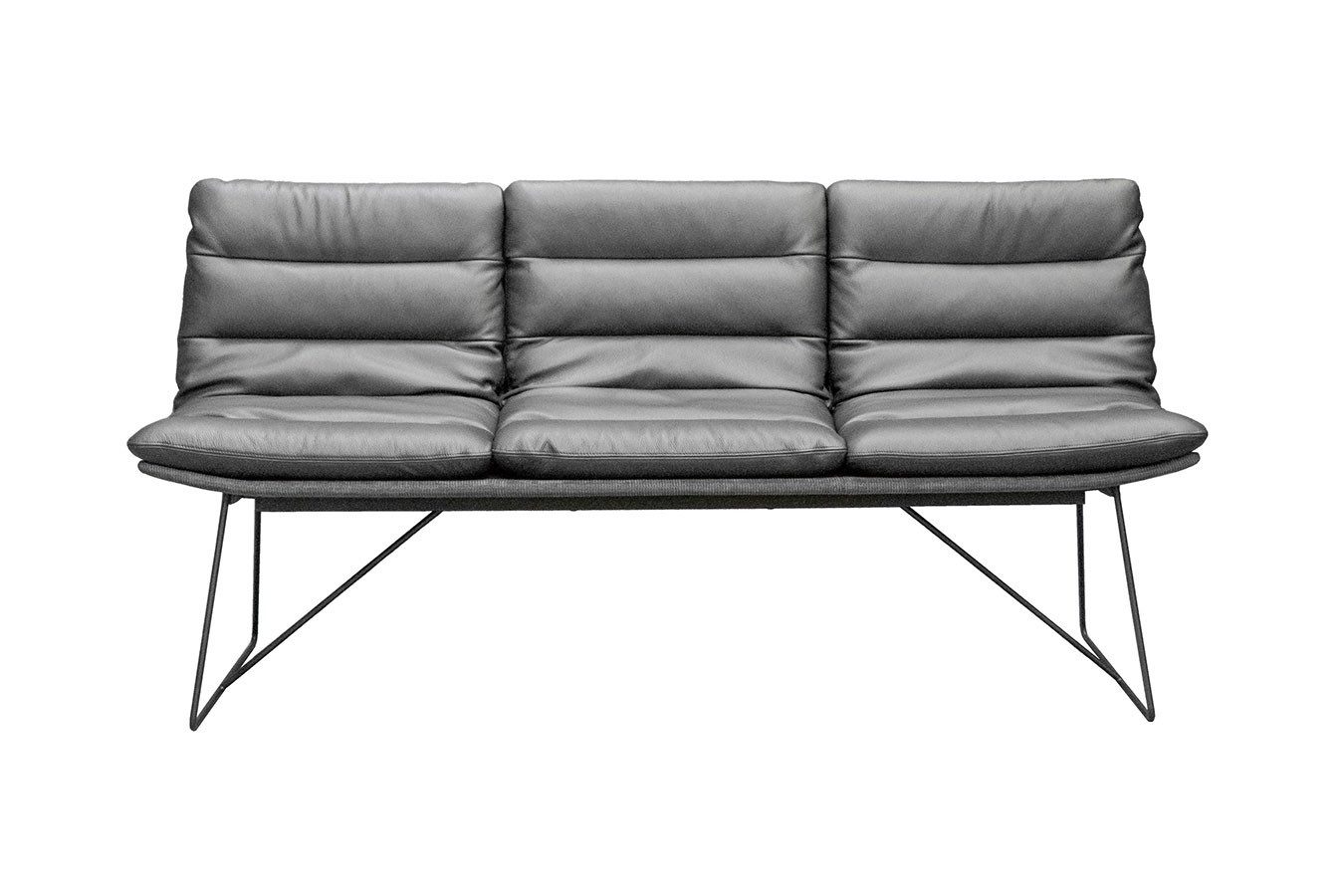 KFF Sitzbank Bank Arva 3-Sitzer Stoff-Leder grau