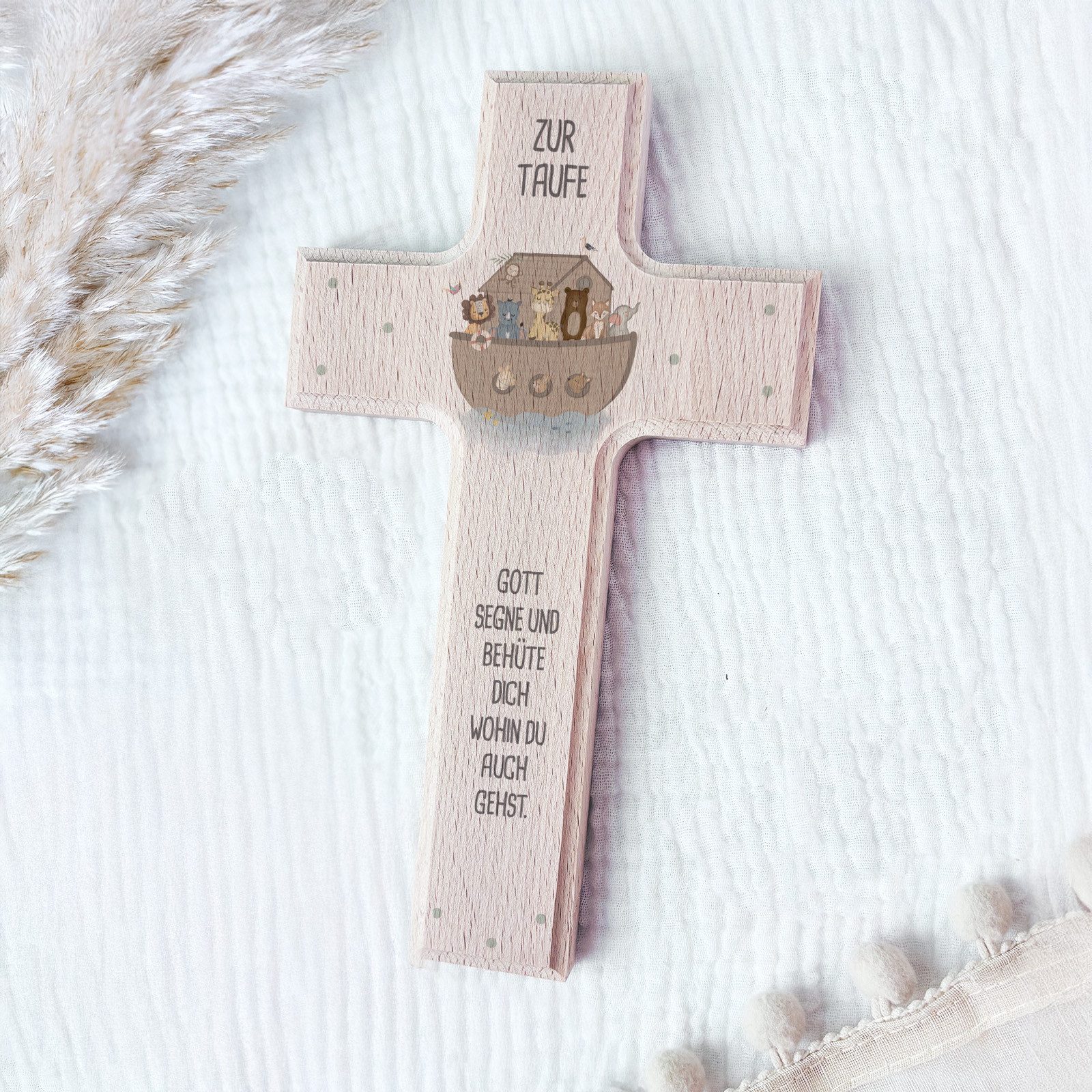 hellomini Wanddekoobjekt Taufkreuz Aquarell Druck – Bild 3 von 5
