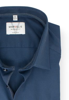 MARVELIS Kurzarmhemd Kurzarmhemd - Modern Fit - Struktur - Marine