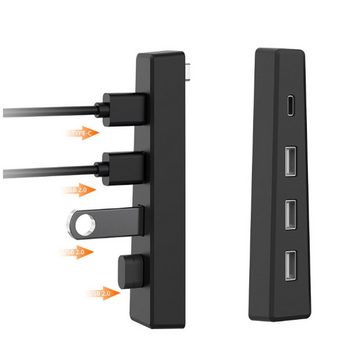 Tadow USB-Verteiler PS5 Slim HUB Extender, USB Übertragungssplitter für PS5 Slim-Konsole (1-St), 3 USB 2.0-Anschlüsse und ein Typ-C 2.0-Anschluss, Plug and Play