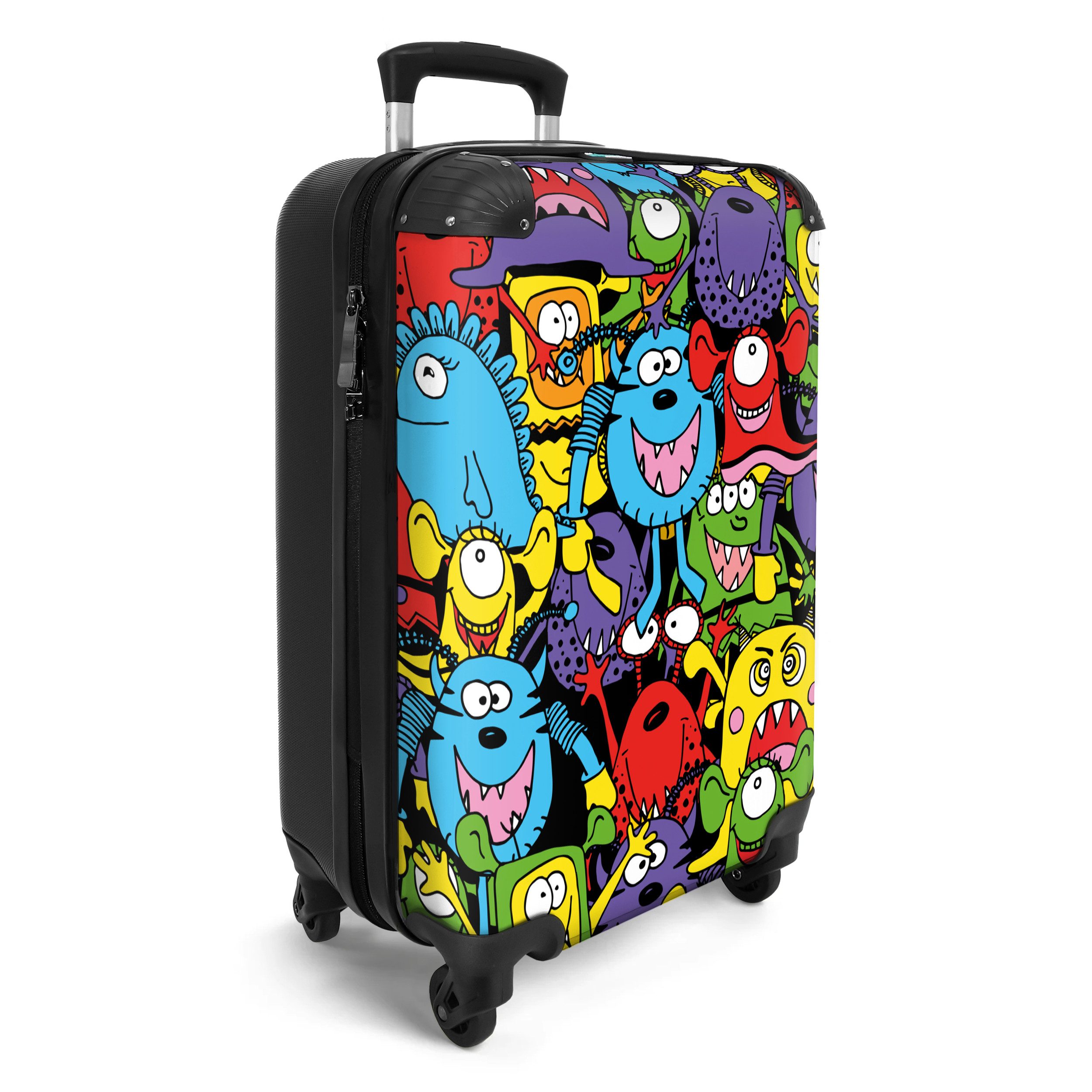 NoBoringSuitcases.com© Kinderkoffer Muster - Monster - Lustig - Abstrakt - Mädchen - Jungen 55x35x20cm, 4 Rollen, Kinder Koffer Klein, Trolley Handgepäck, Reisekoffer