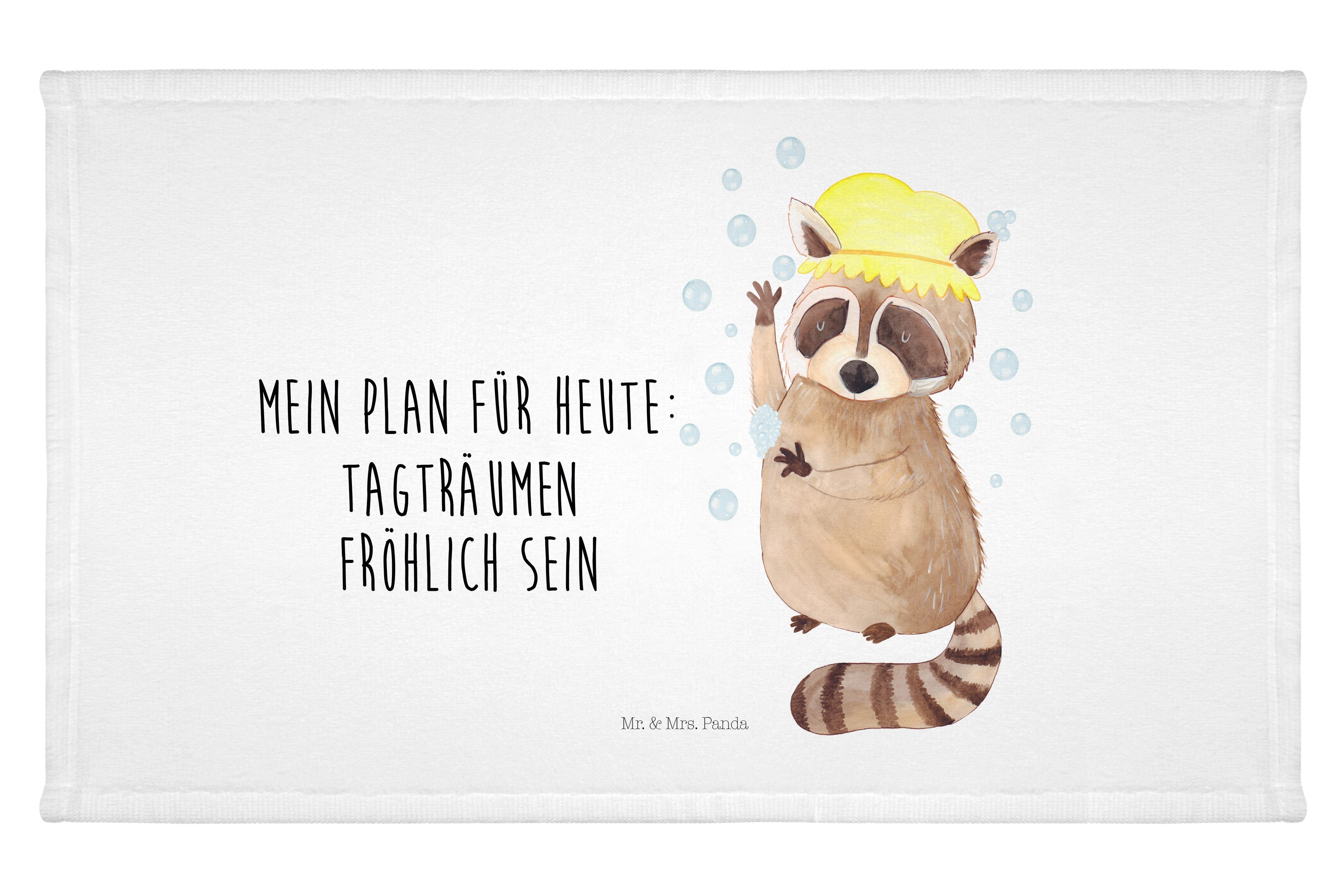 Handtuch Waschbär - Weiß - Geschenk, Plan, Gute Laune, Tiermotive, lustige Spr