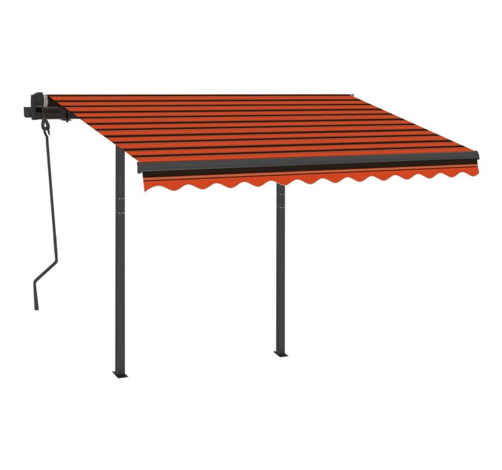 Thumbnail - vidaXL Markise Markise Manuell Einziehbar mit LED 3x2,5 m Orange und Braun (1-St)