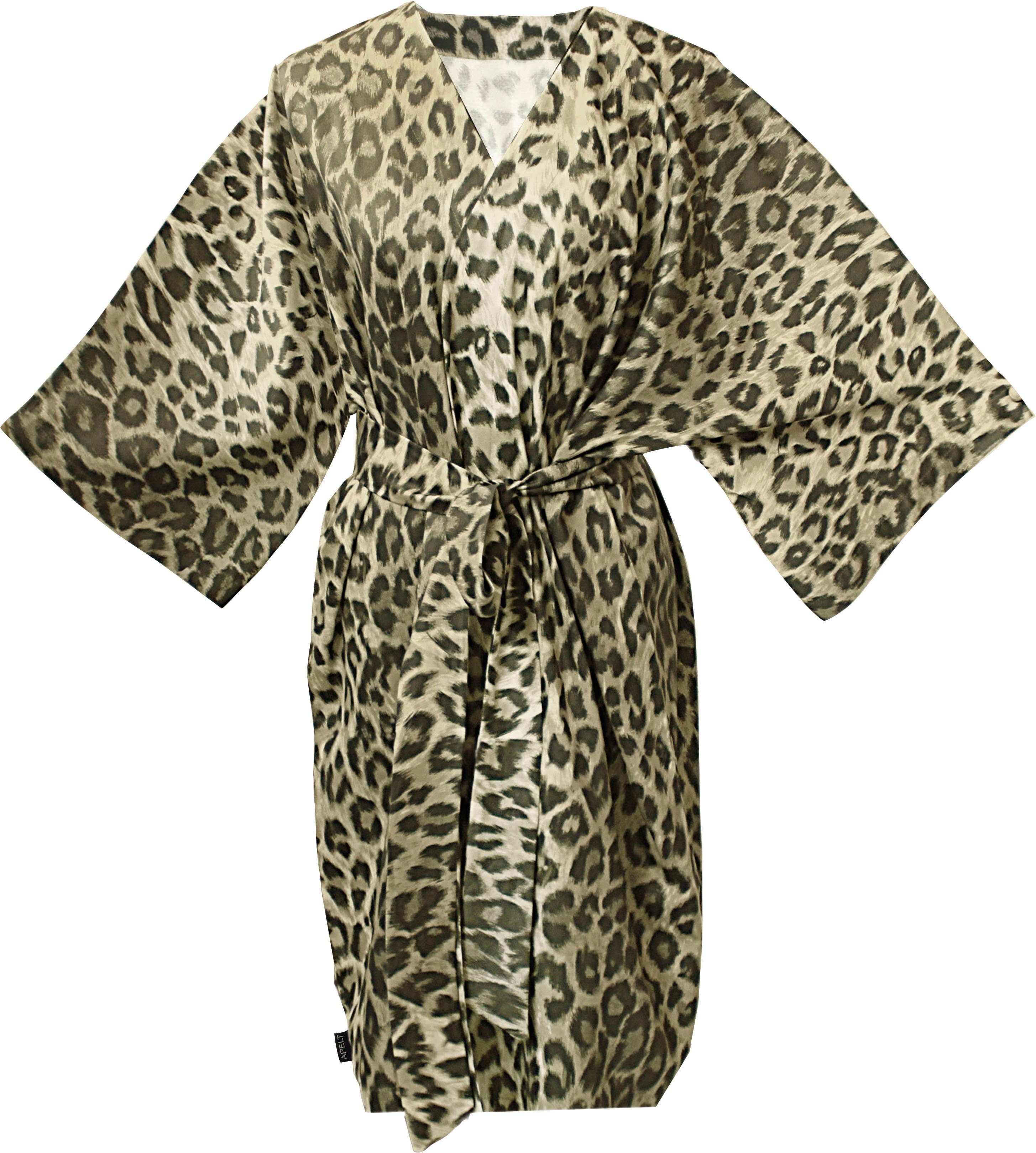 APELT Kimono Kurzform, mit Leo-Print Satin, Louis, Kimono-Kragen, Gürtel