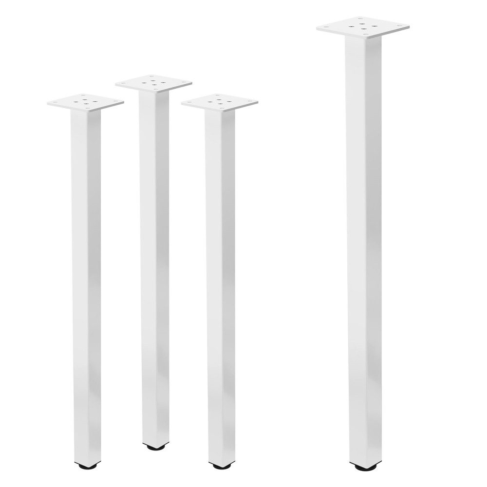 ML-DESIGN Tischbein Tischkufen I-Design Möbelfüße Tischgestell aus pulverbeschichtet Stahl, 4er Set I-Design 72cm Weiß glänzend eckig Möbelbeine