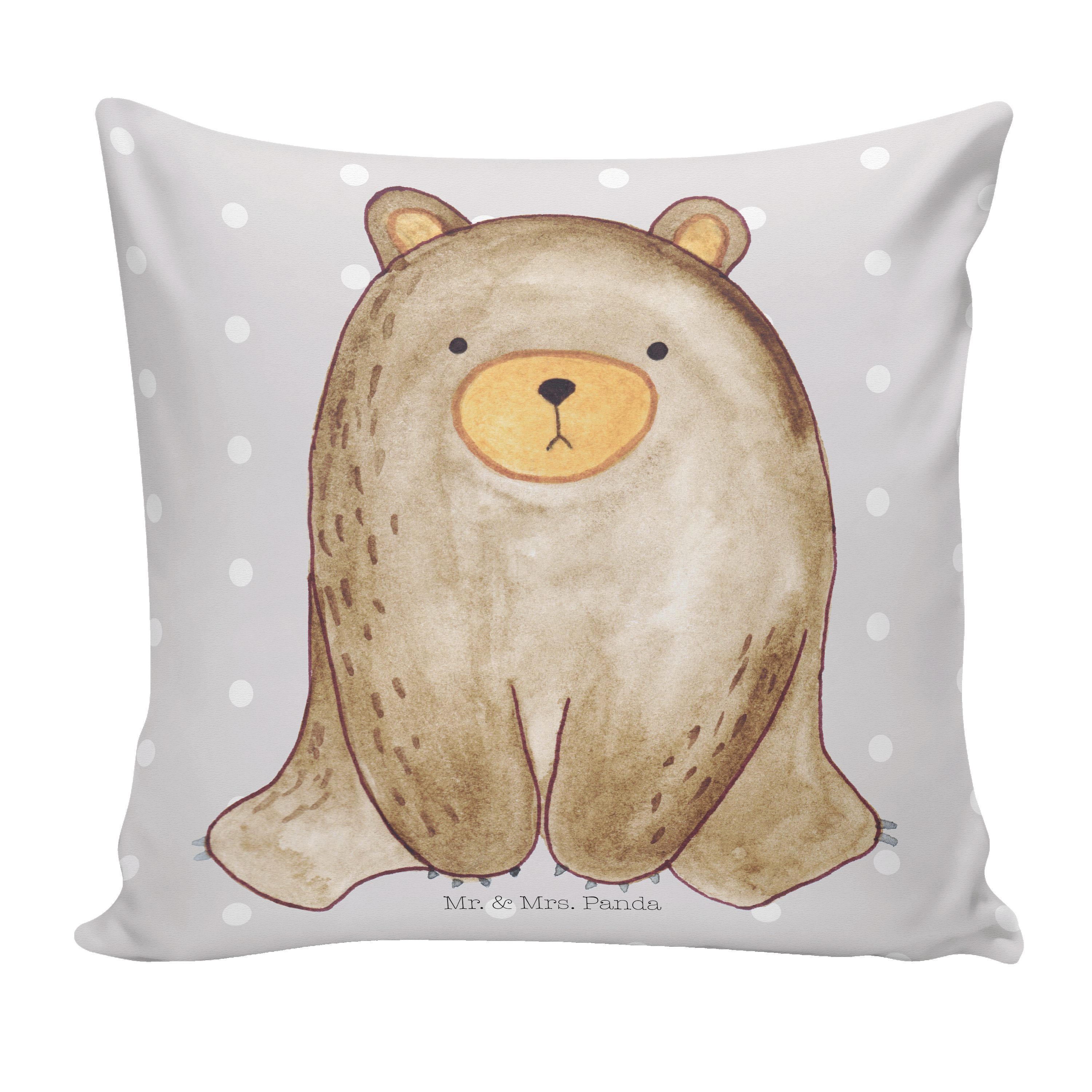 Mr. & Grau Mrs. Geschenk, Teddybär, Dekokissen, Dekokissen Kopfkiss Pastell Panda sitzend - - Bär