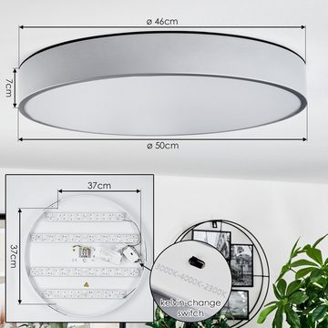 hofstein Deckenleuchte »Pianca« moderne Deckenlampe in Aluminiumfarben/Weiß, 4000 Kelvin