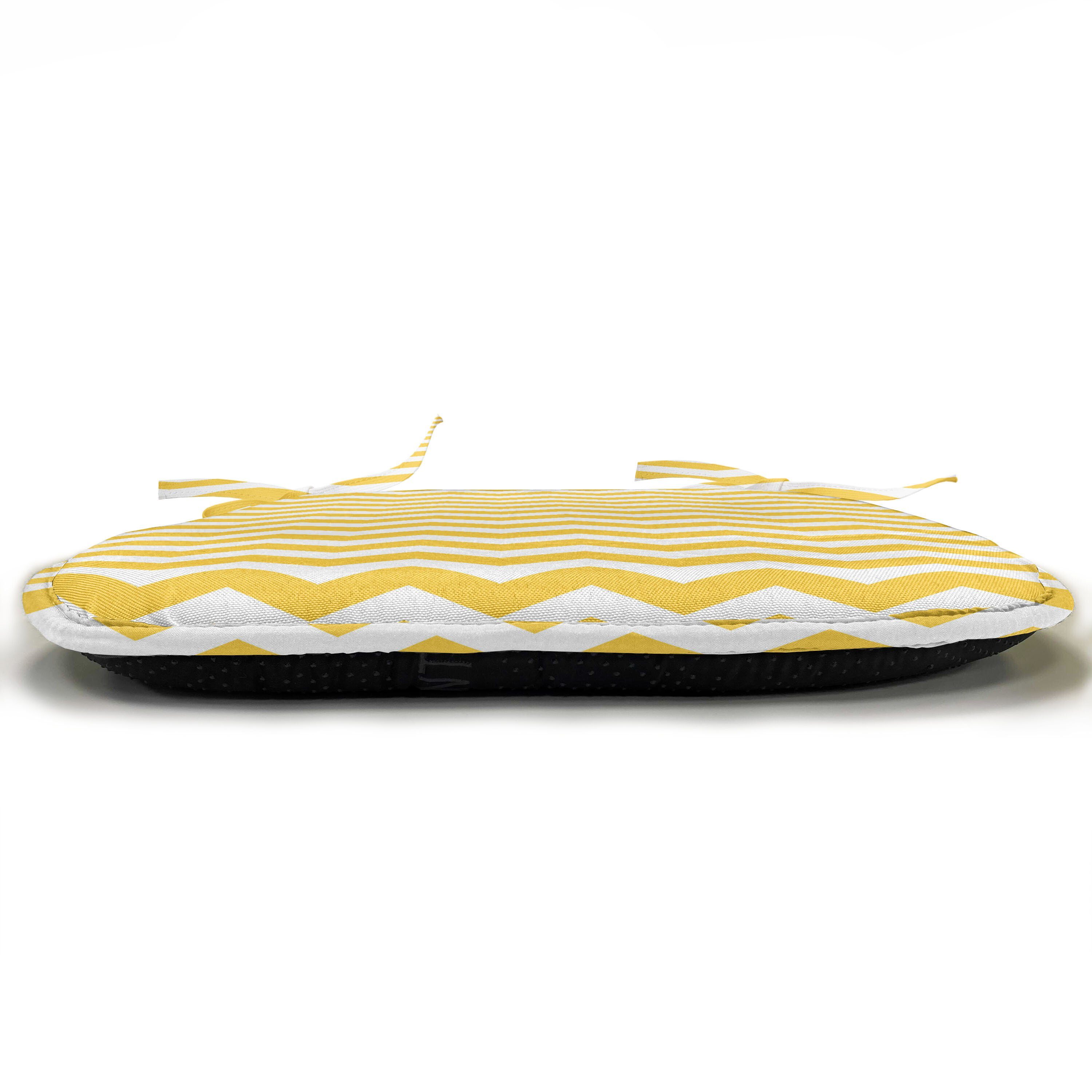 für Wellenförmige Kissen Stuhlkissen Abakuhaus Riemen Küchensitze, wasserfestes Chevron Gelber Kunst Dekoratives Horizontal mit