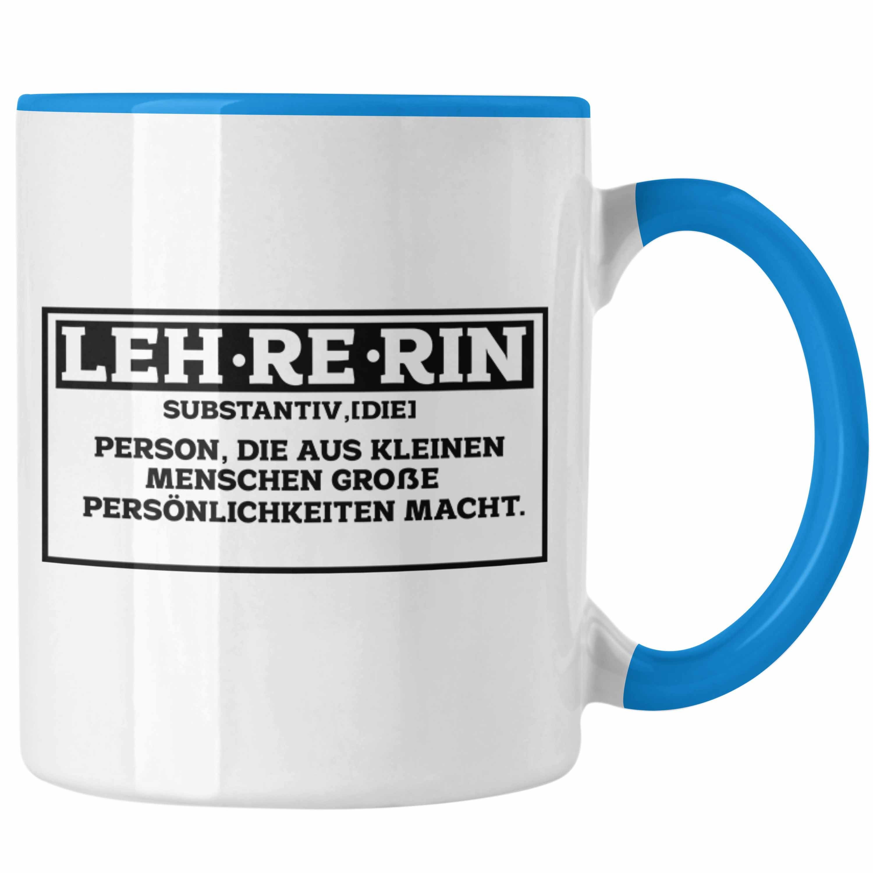 Trendation Tasse Lehrerin Tasse Abschiedsgeschenk für Lehrerinnen Geschenkidee Abschied Blau