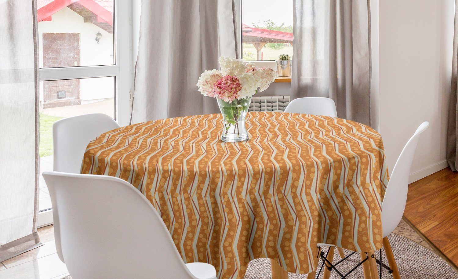 Abakuhaus Tischdecke Kreis Tischdecke Abdeckung für Esszimmer Küche Dekoration, Burnt orange Chevron Zigzag Pattern | Tischdecken