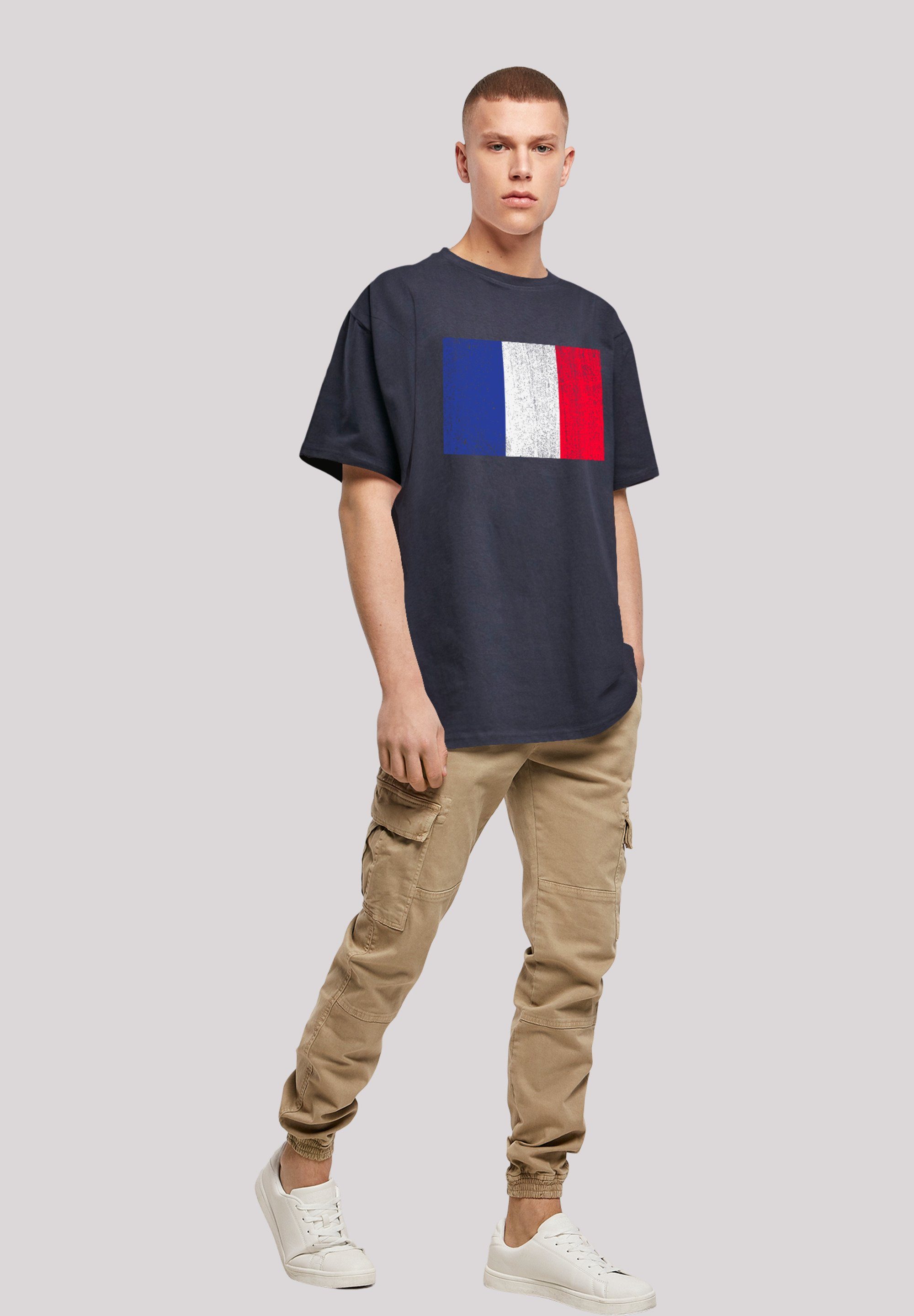 F4NT4STIC distressed France T-Shirt Print Flagge Frankreich navy