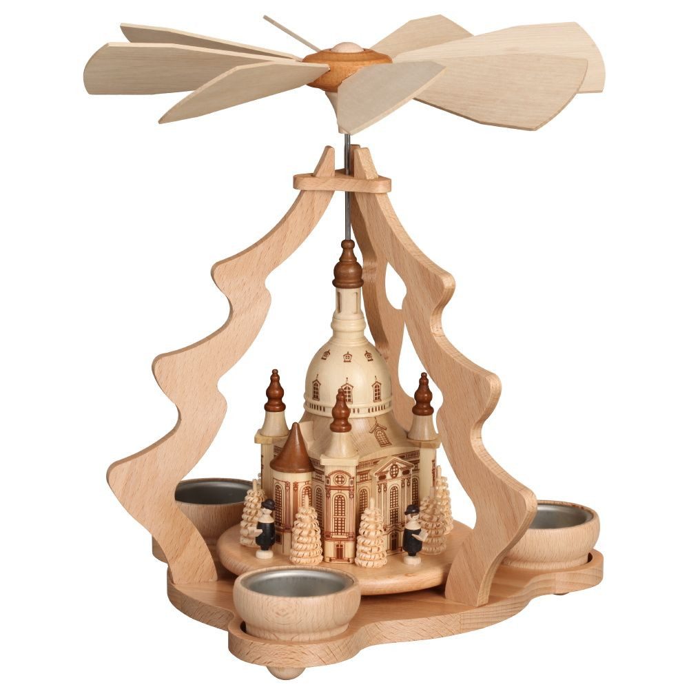 Weihnachtspyramide Pyramide Dresdner Frauenkirche für 3 Teelichter Erzgebirge Weihnachten