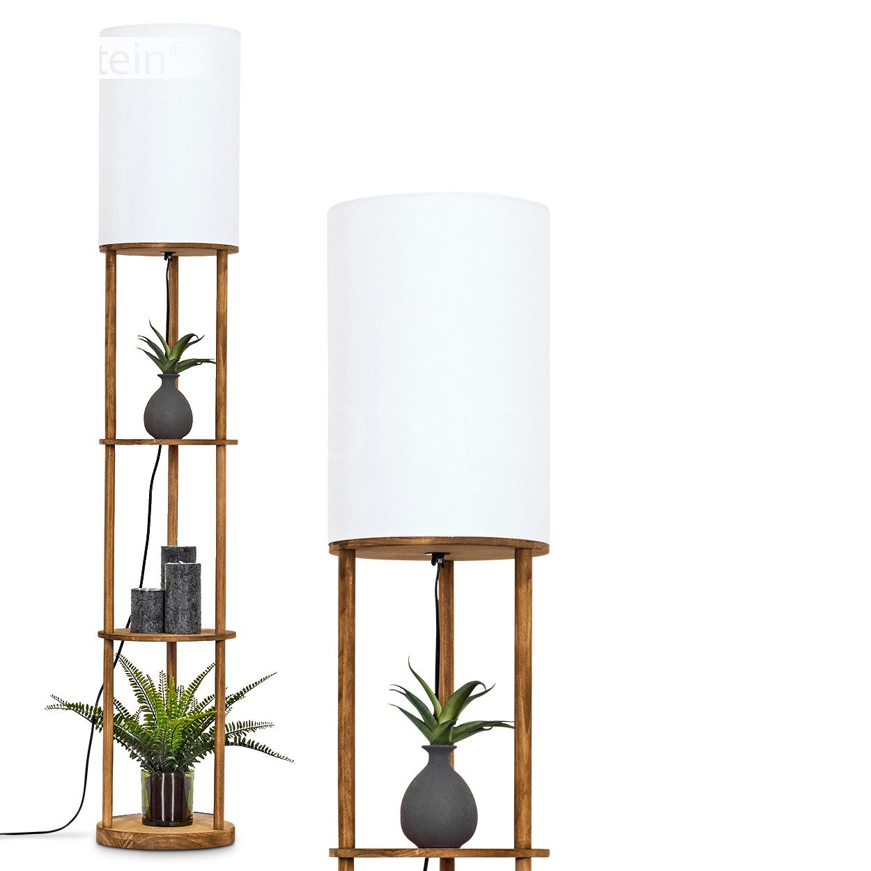 hofstein Stehlampe Stehlampe aus Holz/Stoff in Naturfarben/Weiß, ohne Leuch günstig online kaufen