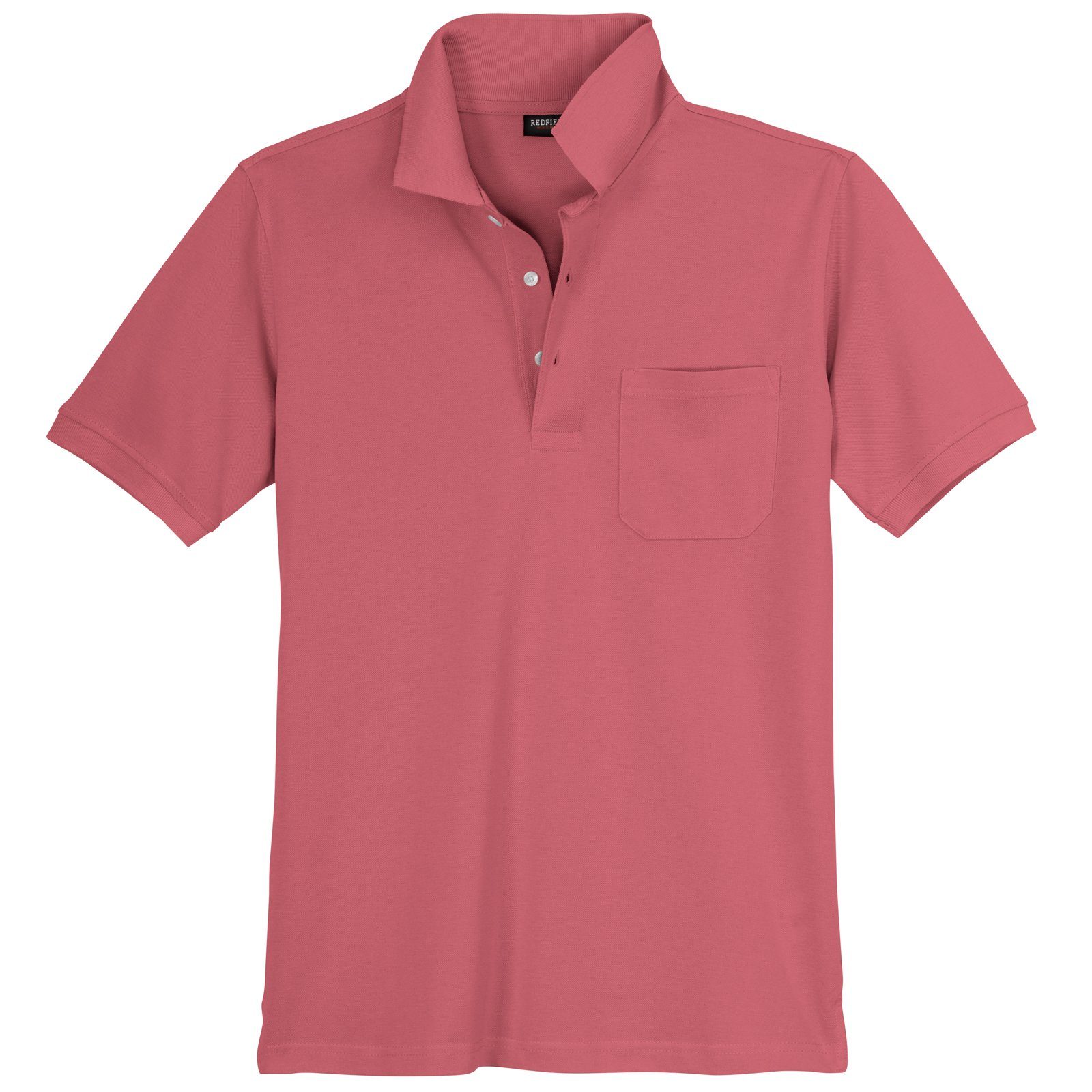 Brusttasche cranberryrot Poloshirt Piqué Große Poloshirt redfield Redfield Größen