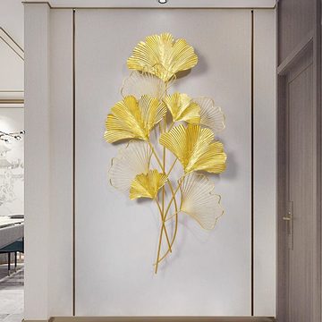 Vicbuy Wanddekoobjekt 3D Ginkgo Wanddekoration aus Metall, Ginkgo Blätter Wandskulptur (Schmiedeeisen Wandverzierung, Wanddeko, Wandkunst, Wandmalerei, für Wohnzimmer, Schlafzimmer, Esszimmer, Moderne Deko)