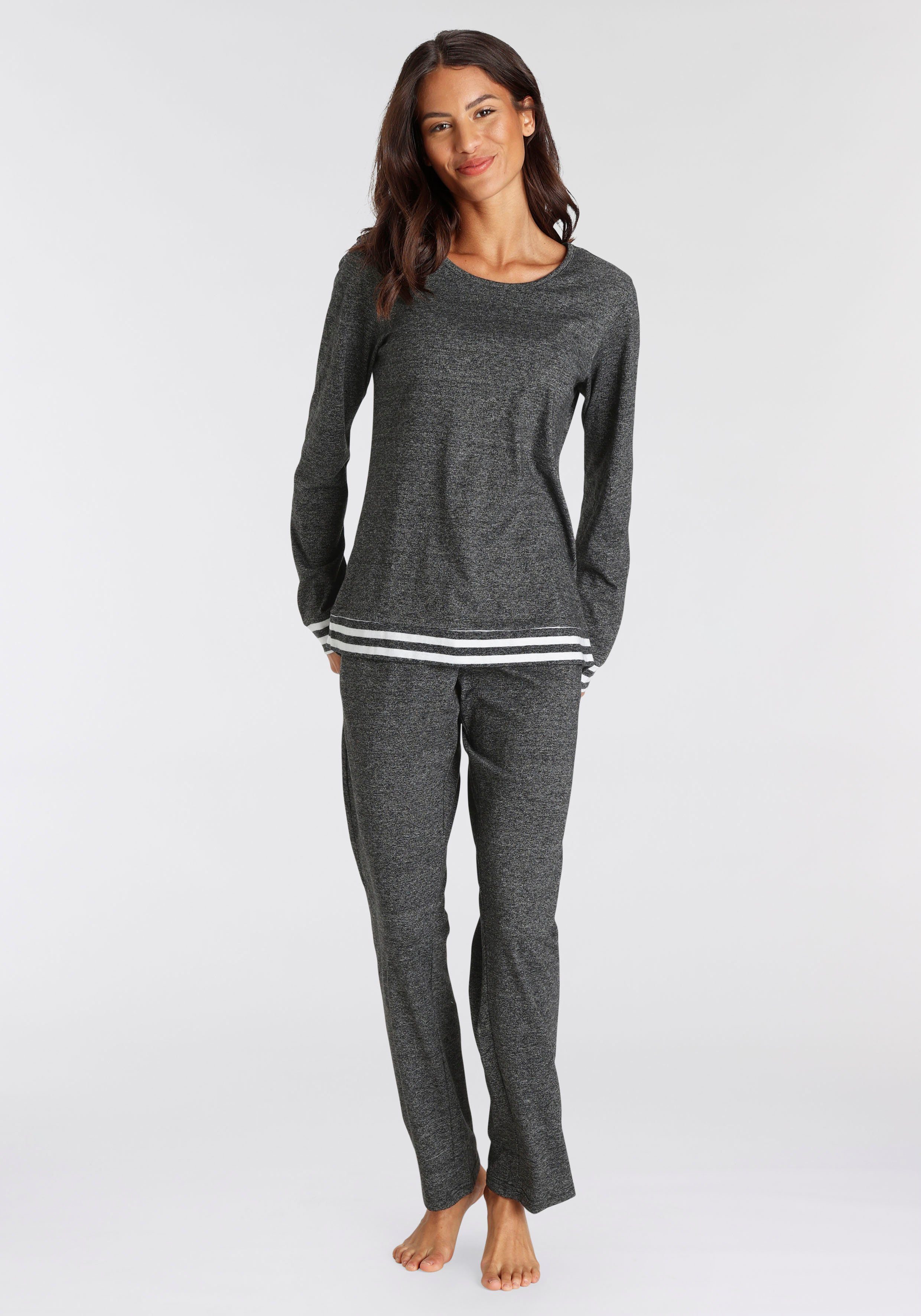 Vivance Dreams Pyjama (2 tlg) mit gestreiften Bündchen günstig online kaufen