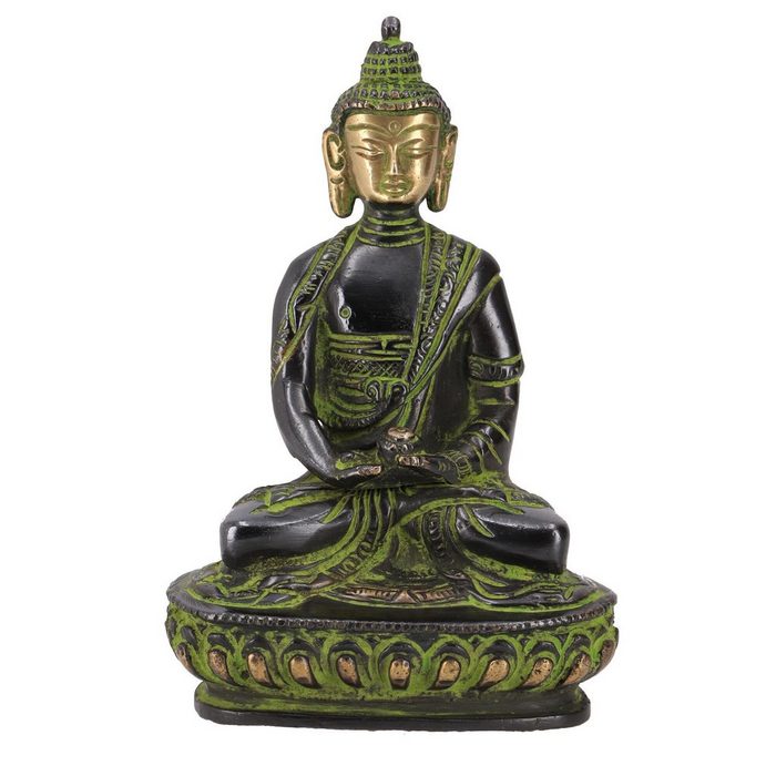 Guru-Shop Buddhafigur Buddha Statue aus Messing Dhyana Mudra 14 cm -..