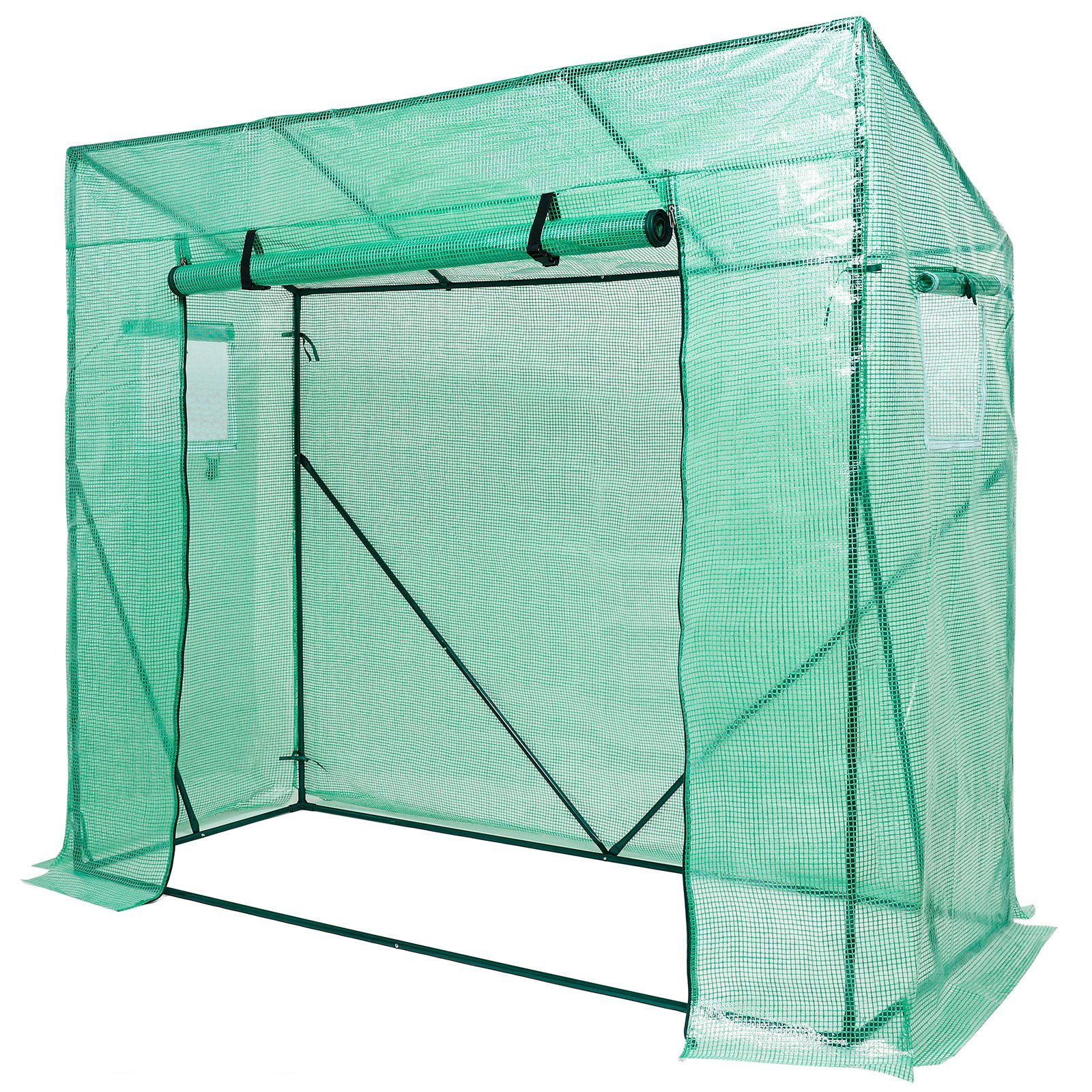 Yorbay Foliengewächshaus 200 x 80 x 173/143cm (LxBxH), Gewächshaus mit Gitternetzfolie für Garten zur Aufzucht, Schrägdach grün | Rabatt: 24%