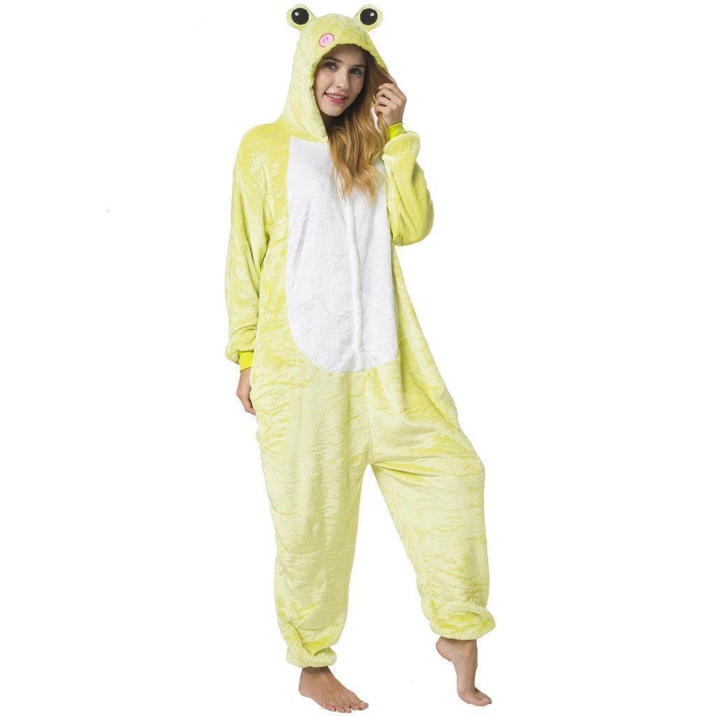 Katara Partyanzug Waldtiere Jumpsuit Kostüm Overall Erwachsene S-XL, Karneval - Kostüm, Kigurumi - Frosch hellgrün XL (175-185cm)
