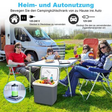 Clanmacy Outdoor-Flaschenkühler Kühlbox 24 Liter 12V 230V WÄRMT & KÜHLT Mini-Kühlschrank, A++ mit ECO-Modus Elektrische Kühlbox für Auto, Boot, Camping