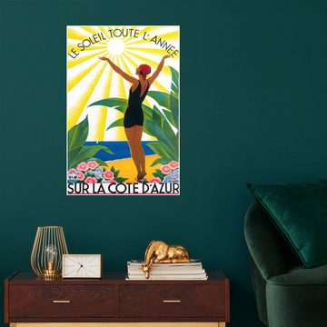 Posterlounge Poster Vintage Travel Collection, An der französischen Riviera (französisch), Vintage Illustration