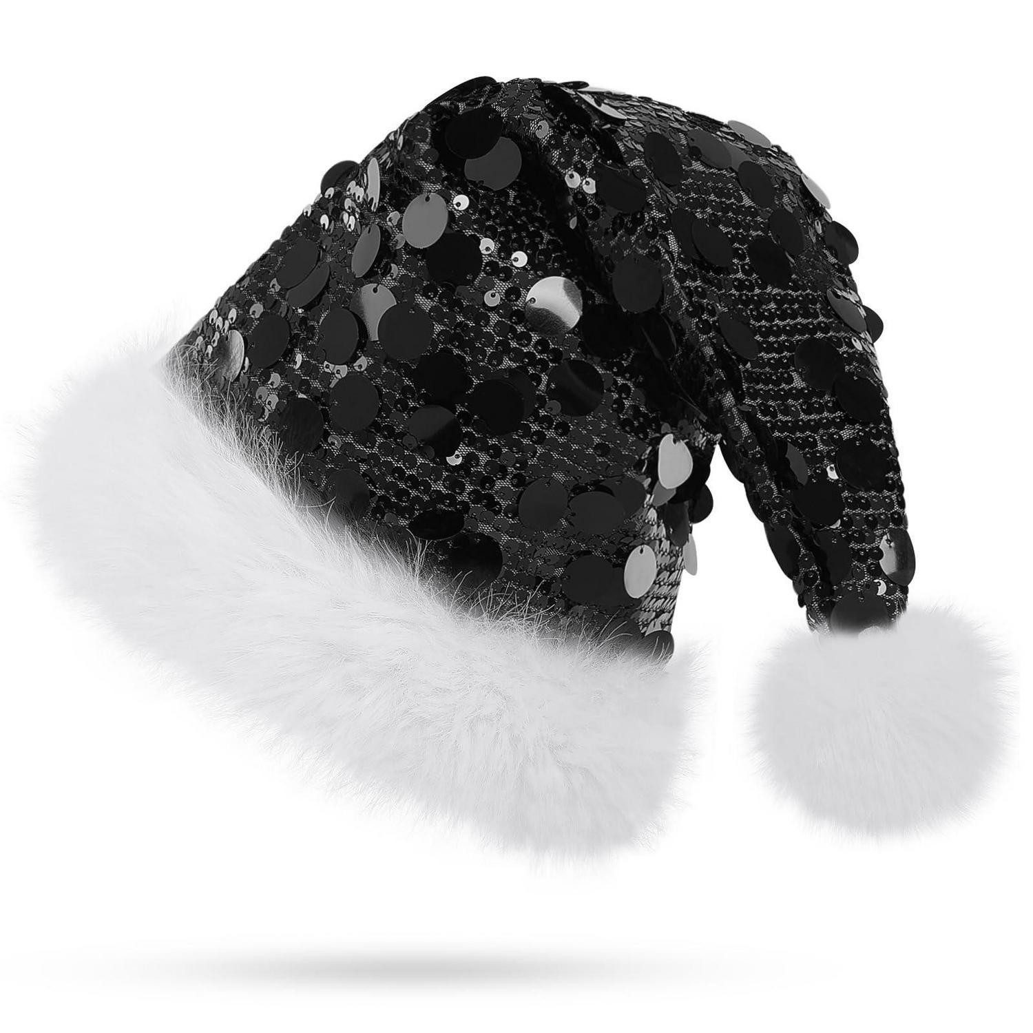 LuxusKollektion Plüschmütze Weihnachtsmütze Pailletten Glitzer Weiß (1-St)