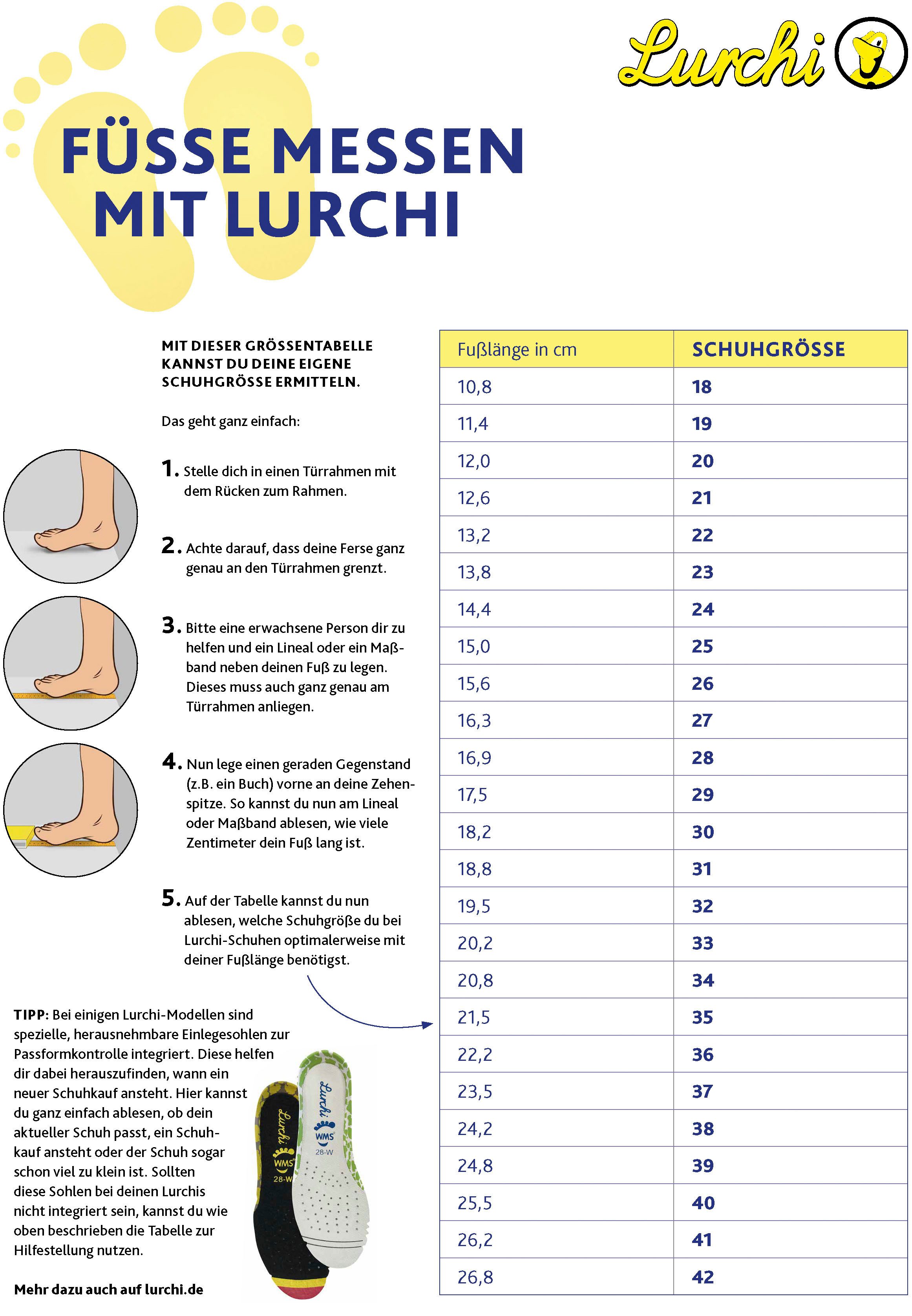 Lurchi Bibu Barefoot Barfußschuh Klettschuh, Hausschuh mit Label, Größenschablone zum Download